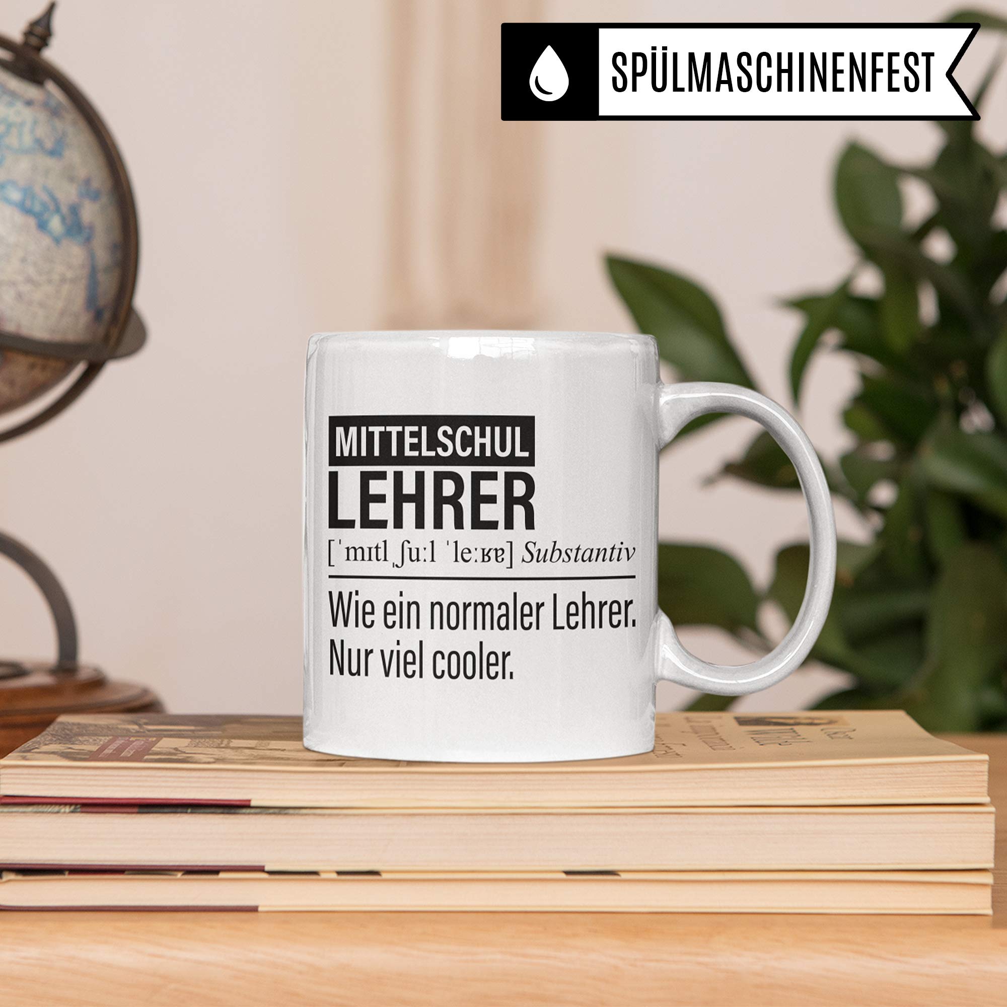 Mittelschullehrer Tasse, Geschenk für Mittelschule Hauptschule Lehrer, Kaffeetasse Geschenkidee Lehrer, Kaffeebecher Lehramt Schule Mittelschul Unterricht Witz