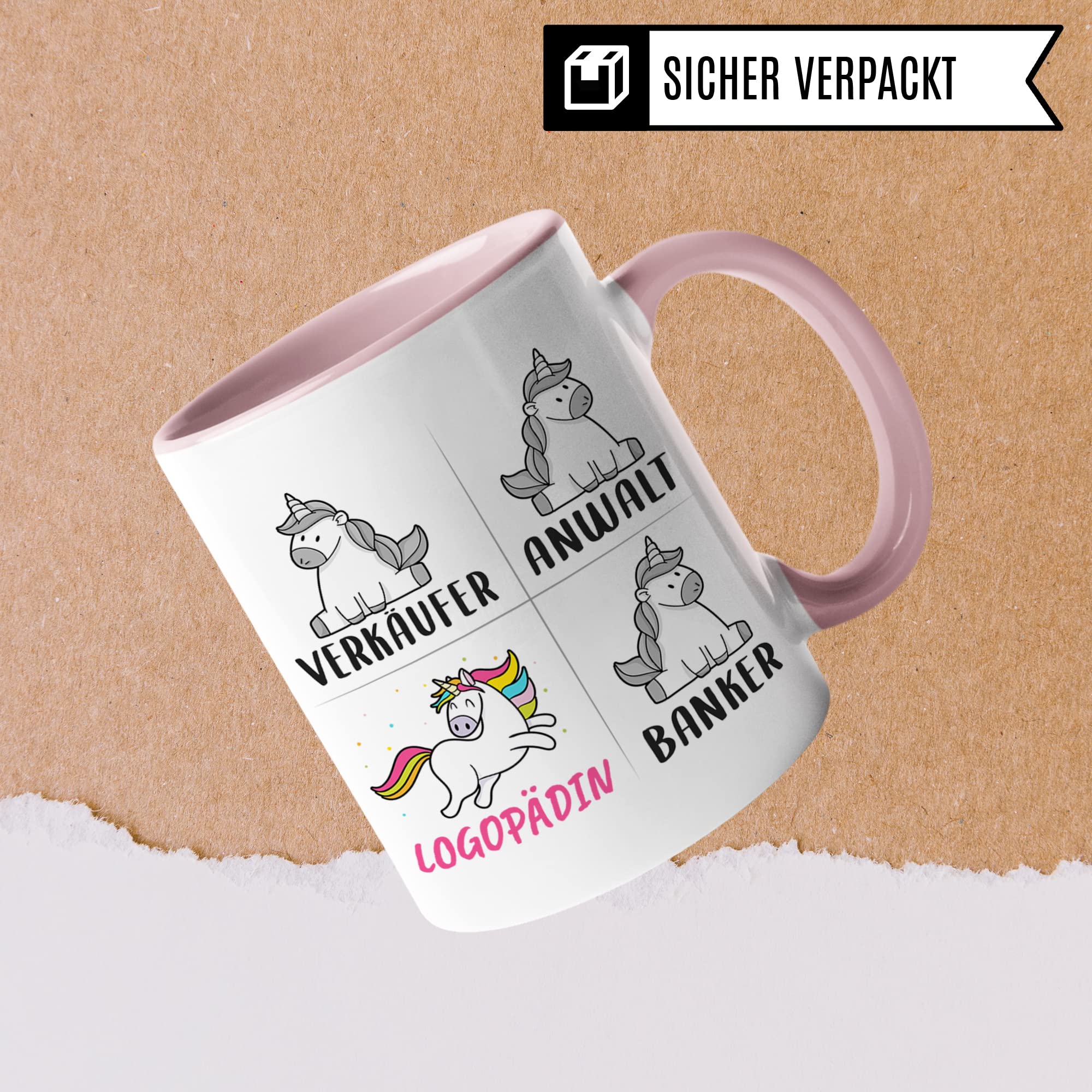 Logopädin Tasse lustig, Logopädin Geschenk Beruf, Spruch Logopädinnen Geschenkidee, Kaffeetasse Beruf Logopädie Kaffeebecher Einhorn Frauen Teetasse Becher