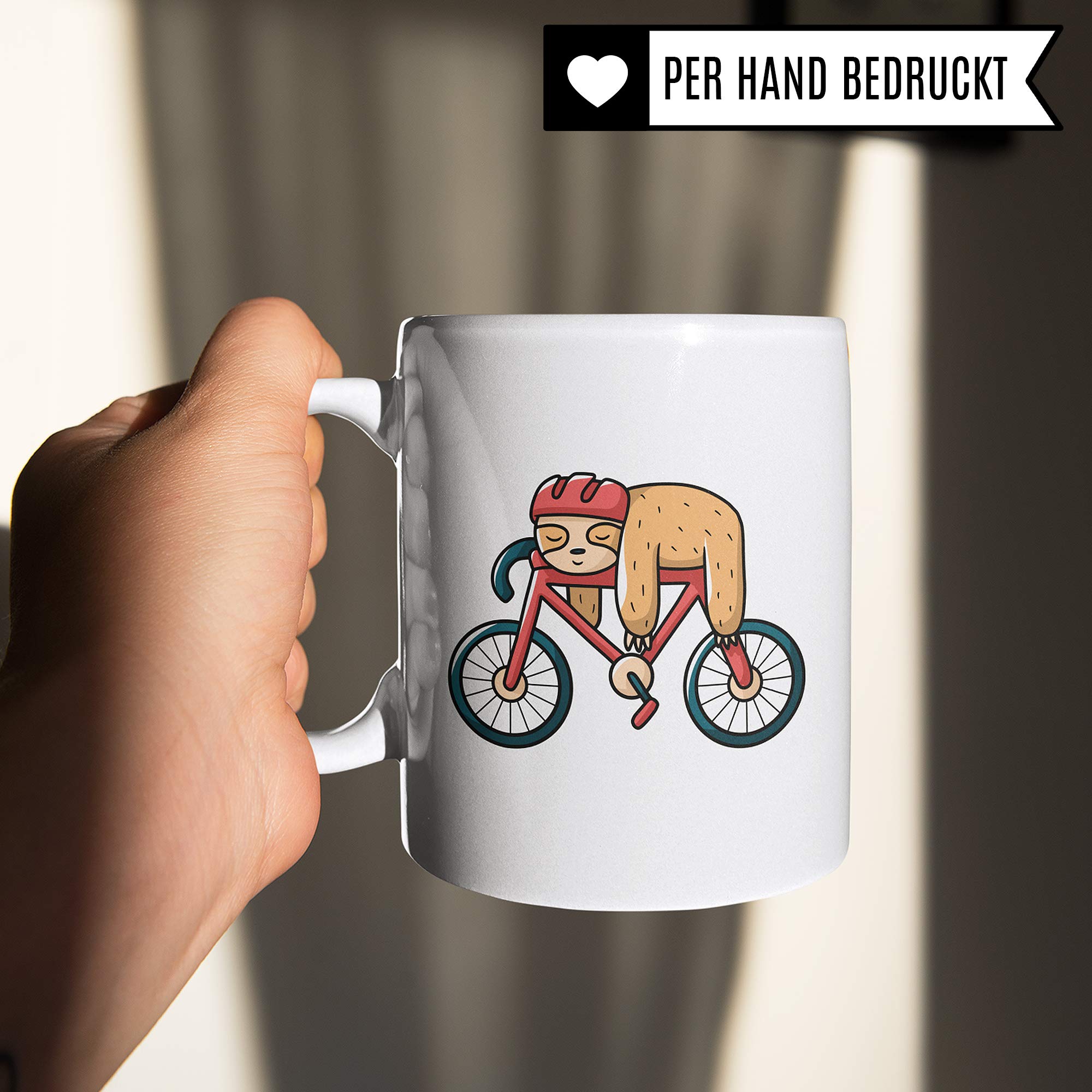 Pagma Druck Fahrrad Tasse Faultier, Geschenk Fahrradfahrer, Fahrräder Becher mit Fahrradmotiv, Rennrad Mountainbike Fahrrad Geschenkideen Radsport Radfahren Radfahrer Kaffeetasse lustig