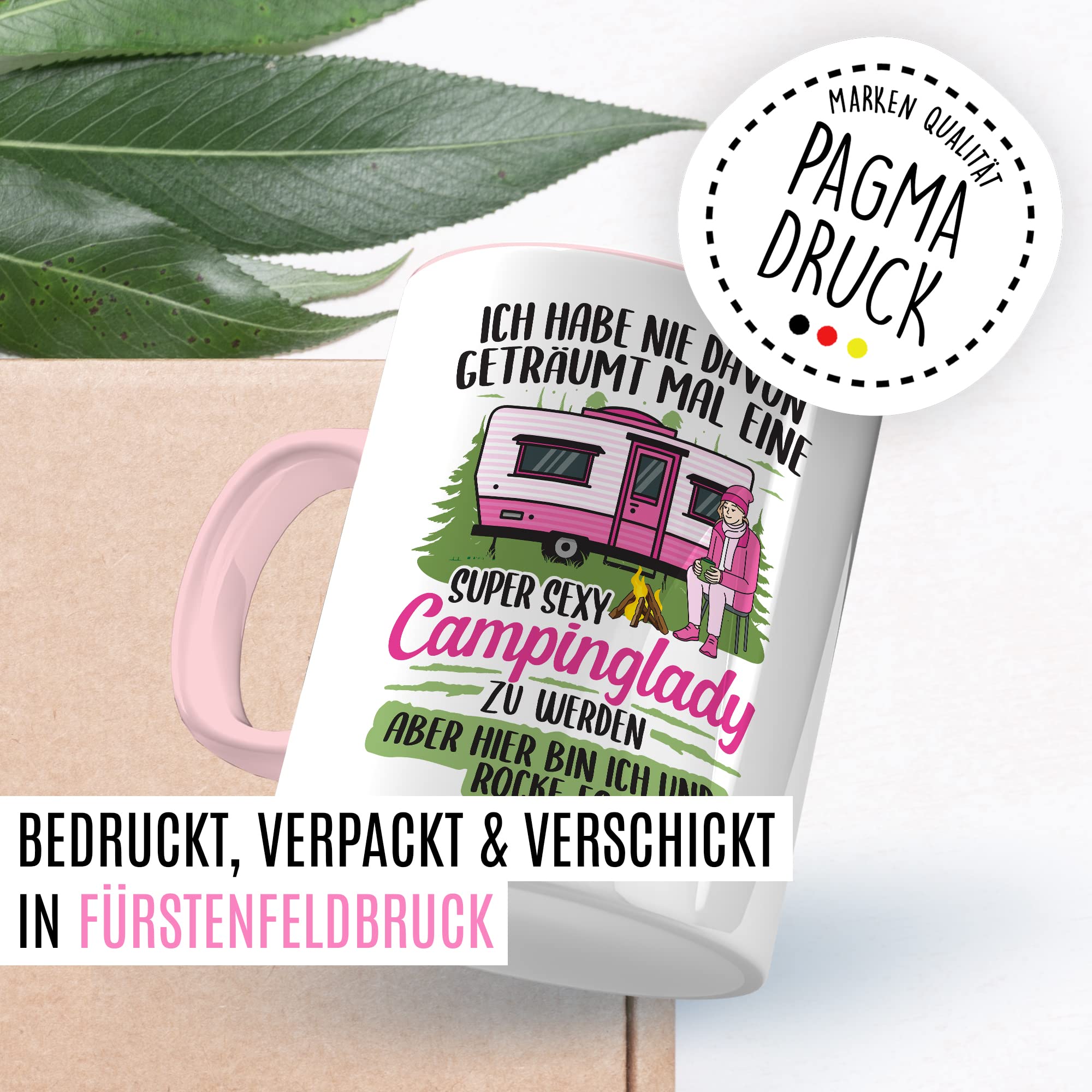 Becher Tasse Wohnmobil Wohnwagen Kaffeetasse Camping Geschenk Camperin Kaffee-Becher Geschenkidee Outdoorfans Zelten Abenteuer Reisen Spruch Humor Witz sexy Campinglady