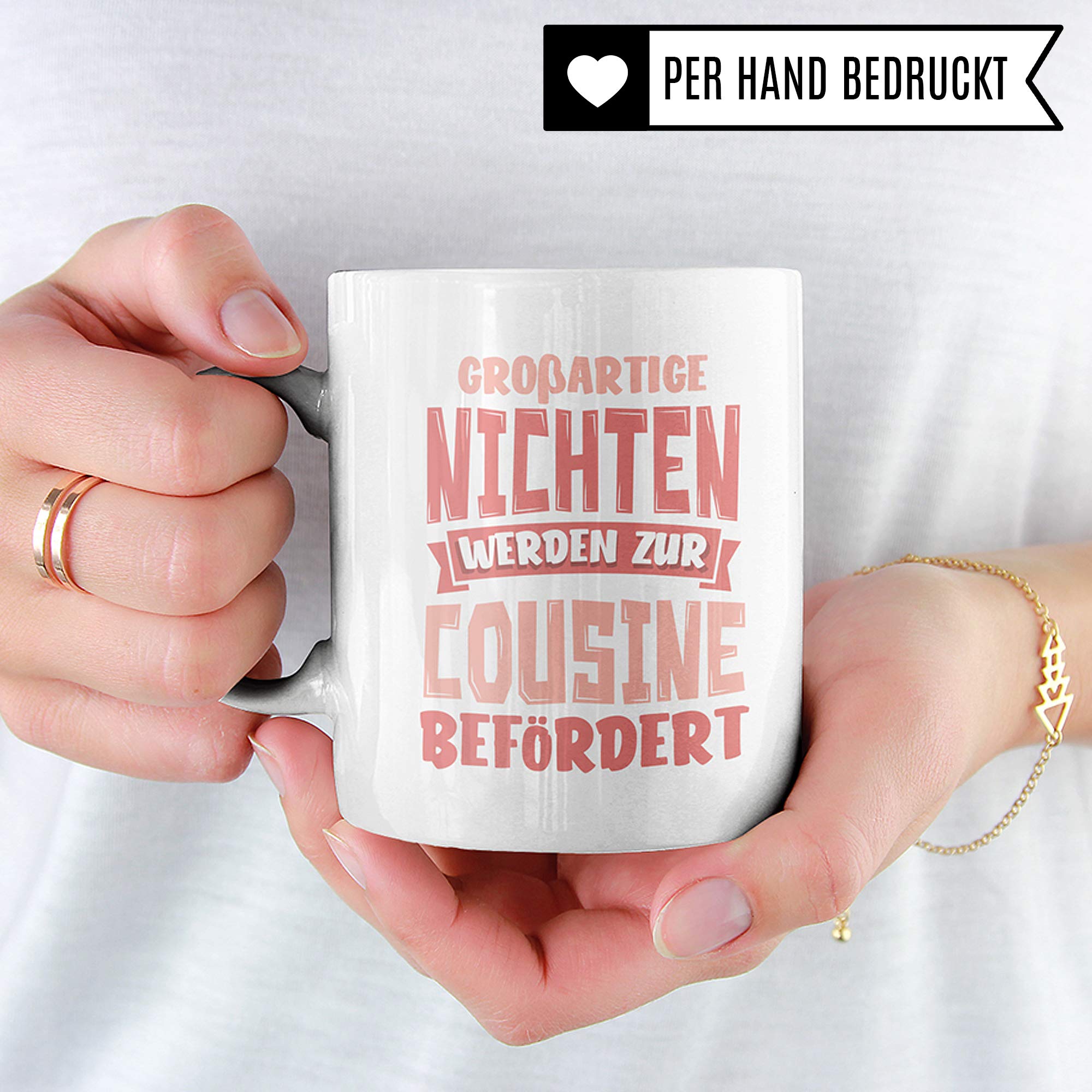 Pagma Druck Tasse Cousine, Becher Cousine Geschenk, Kaffeetasse Beste Cousine der Welt Geschenkideen, Familie Witz Kusine Kaffeebecher lustig