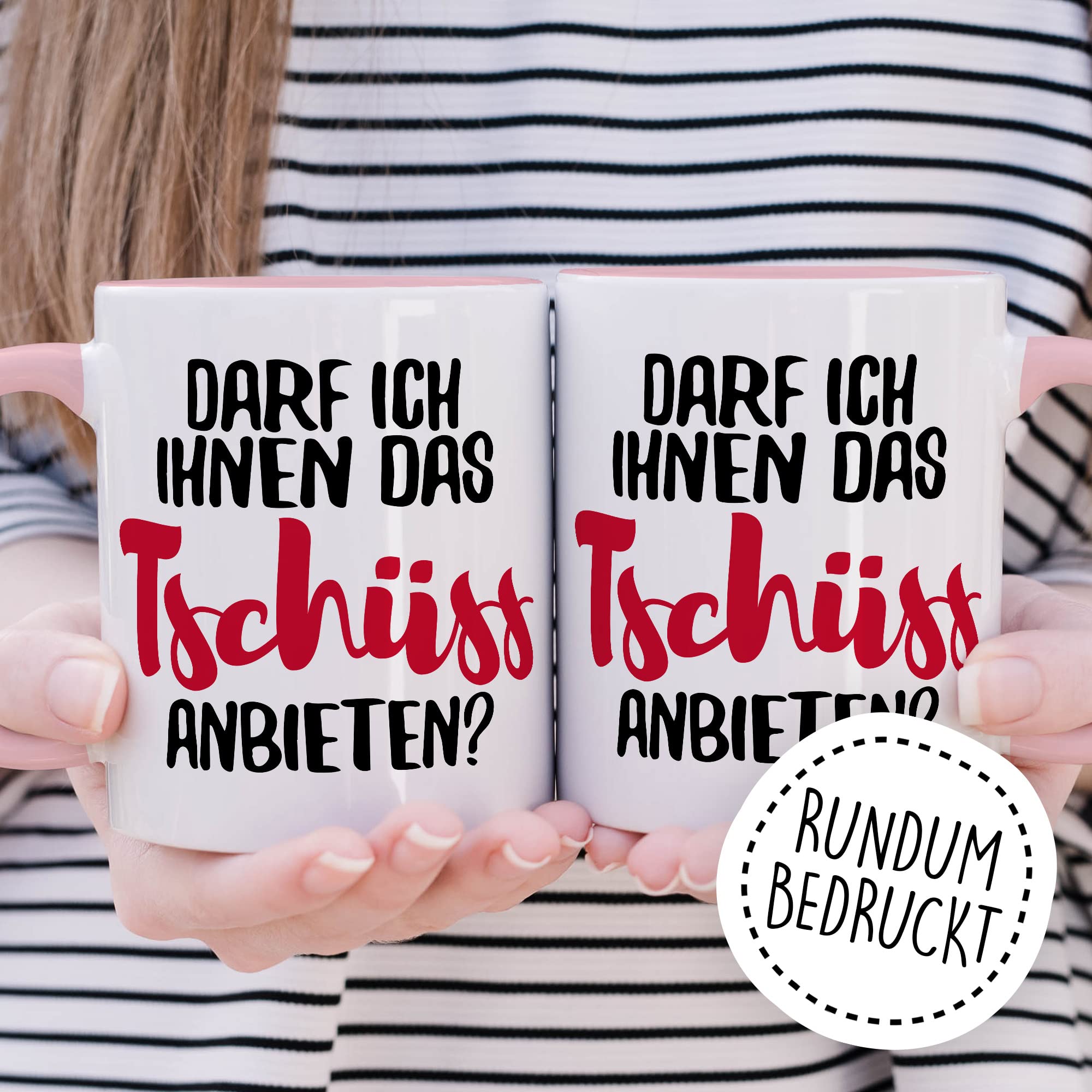 Tasse mit Spruch Büro lustig Kaffeetasse Arbeit Kaffee-Becher mit Witz Arbeitsplatz Job Geschenkidee Humor Geschenk Kollegin Chef Kollege Darf ich ihnen das tschüss anbieten Sarkasmus