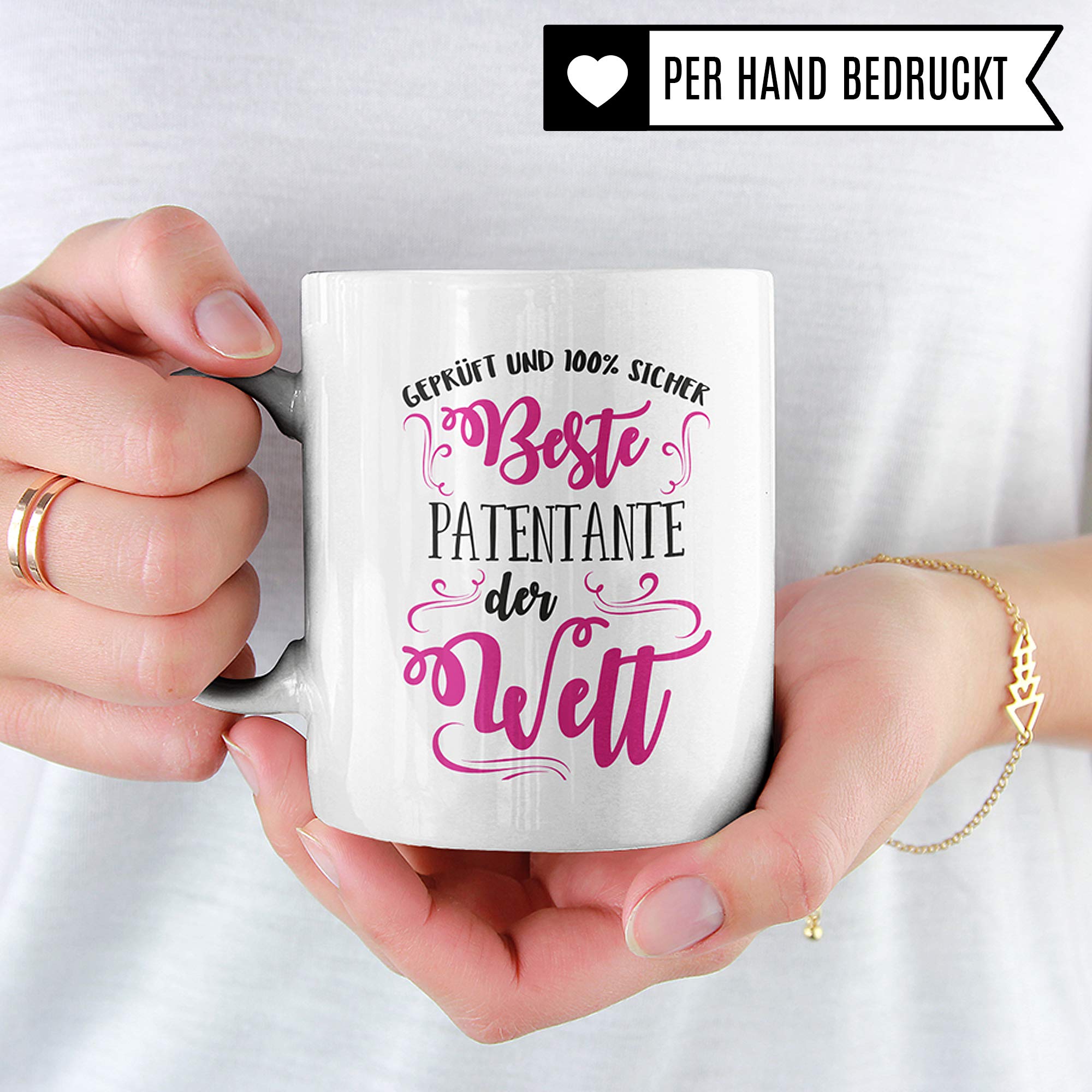 Pagma Druck Patentante Tasse, Geschenk für Patentante Patensohn Patentochter Kaffeetasse, Taufpatin Fragen Becher, Patin Taufpatin Patenkind Geschenkidee Kaffeebecher