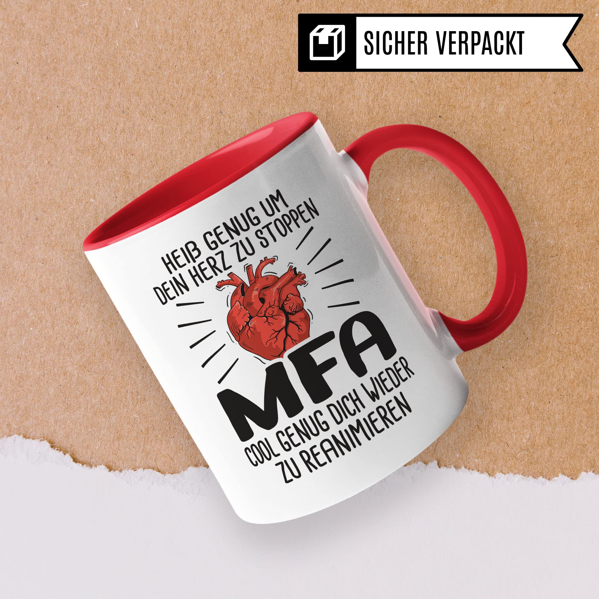 Tasse MFA, Heiß genug um dein Herz zu stoppen - MFA - Cool genug dich wieder zu reanimieren, Krankenschwester Geschenk, Arzthelfer Tasse Medizinische Fachangestellte Arzthelferin Krankenpfleger