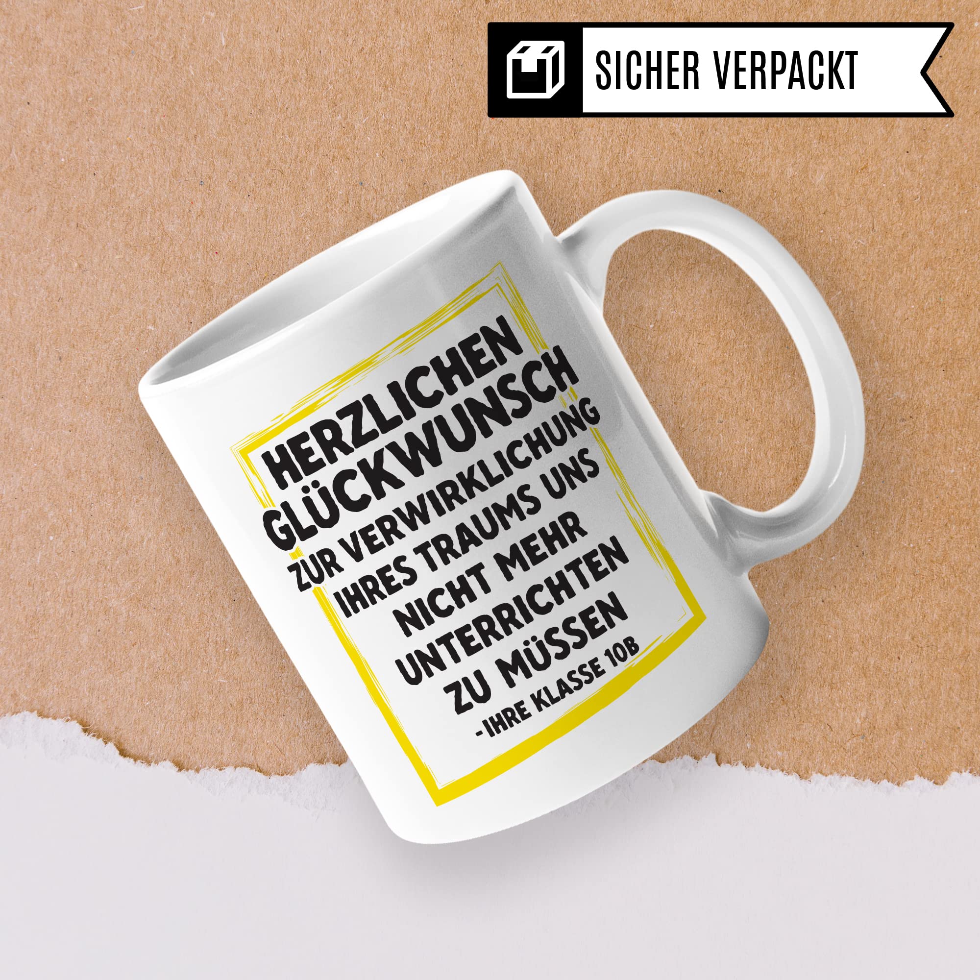 Tasse Lehrer Geschenk lustig personalisiert Lehrerin Kaffee-Tasse Geschenkidee Grundschule Tasse Abschied Abschiedsgeschenk Gymnasium Kaffee-Becher