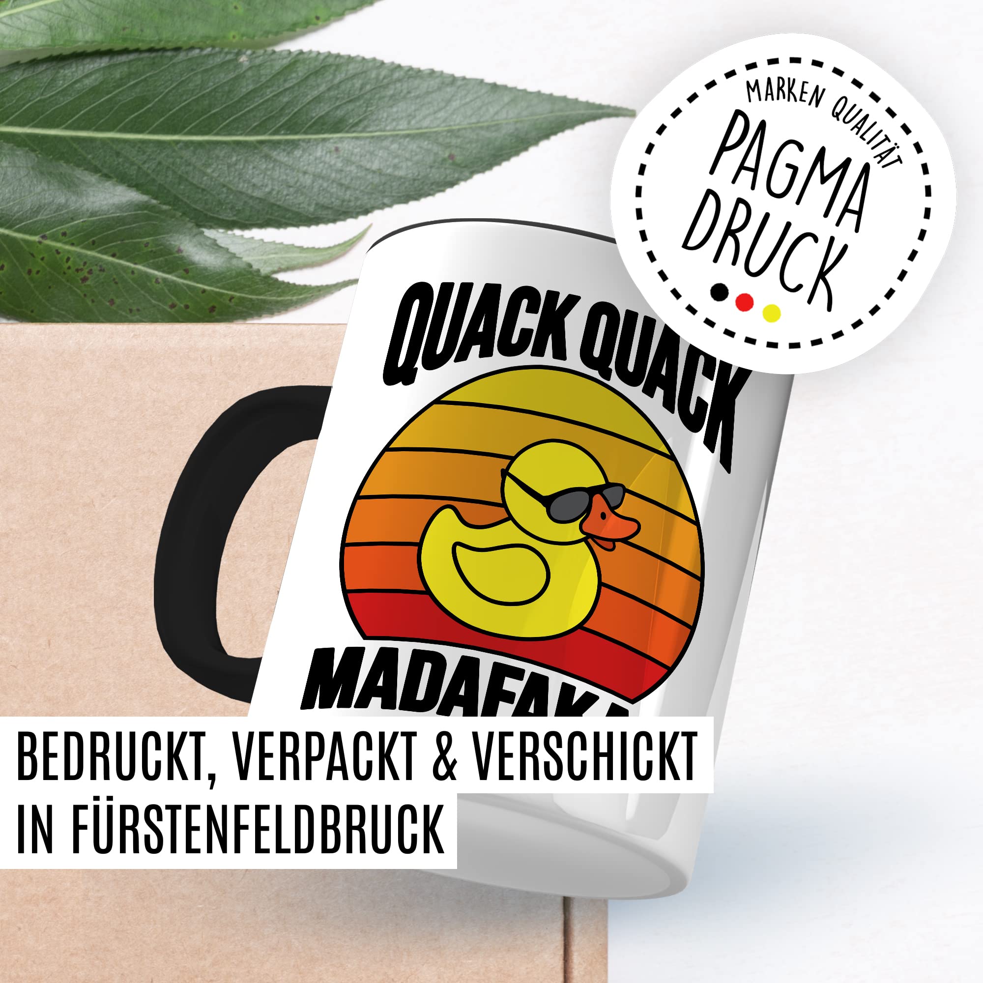 Lustige Tasse mit Spruch Kaffeetasse mit Spruch Kaffee-Becher Gummiente Humor Sarkasmus Teetasse Geschenk Kollegin Büro Geschenkidee Retro-Style Witz Quack Quack Madafakas