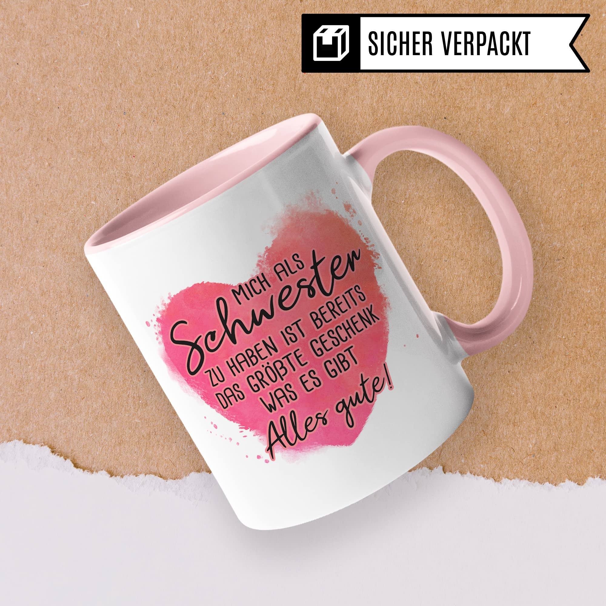 Tasse Bruder Geschenk, Mich als Schwester zu haben ist bereits das größte Geschenk das es gibt Geschenkidee Geschwister Kaffee-Becher Kaffeetasse Tasse mit Spruch lustig Witz-Tasse