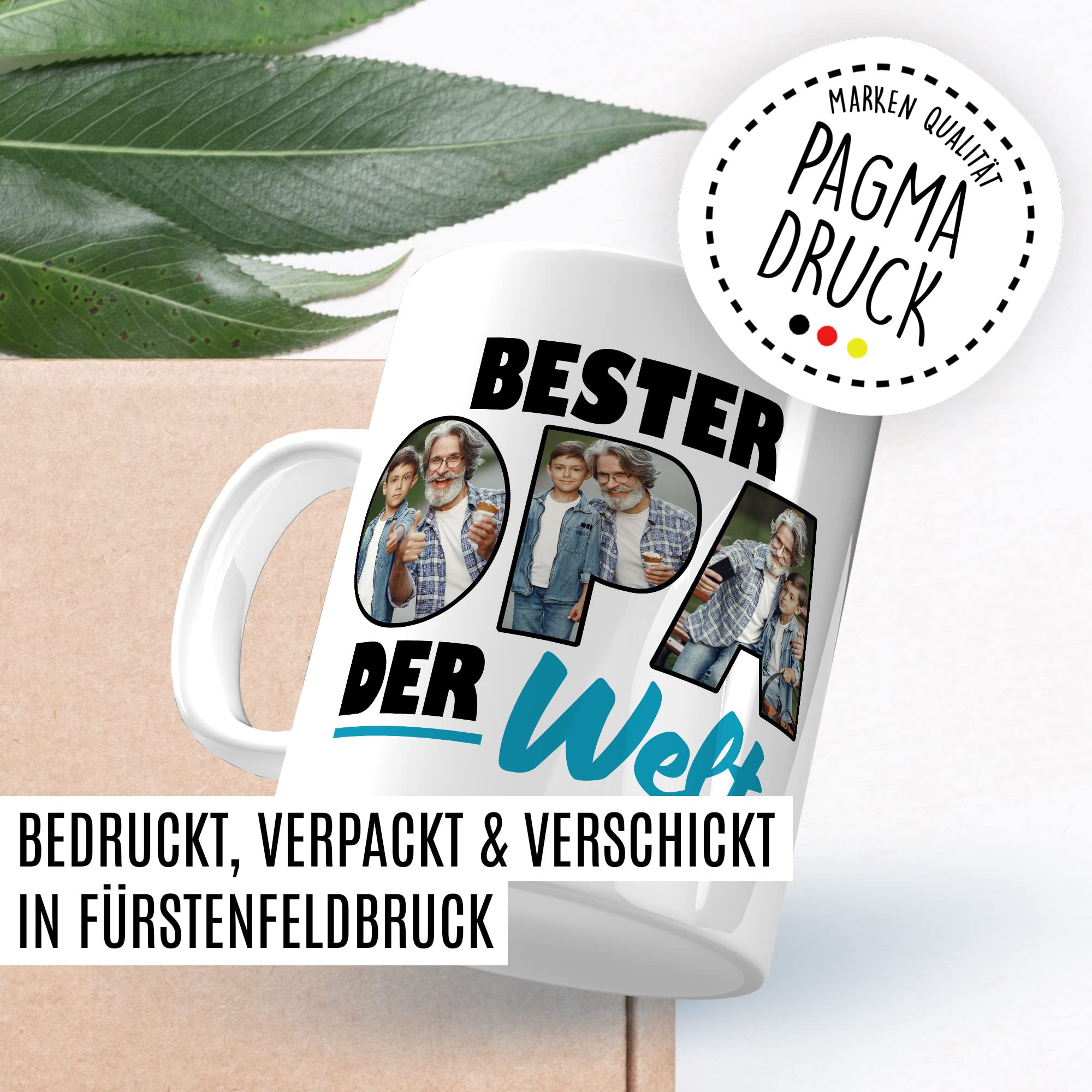 Opa Tasse personalisierbar mit Bild, Bester Opa der Welt, Geschenk personalisiert Großvater Spruch Enkelkinder schöner Spruch Geschenkidee Kaffeetasse Enkel