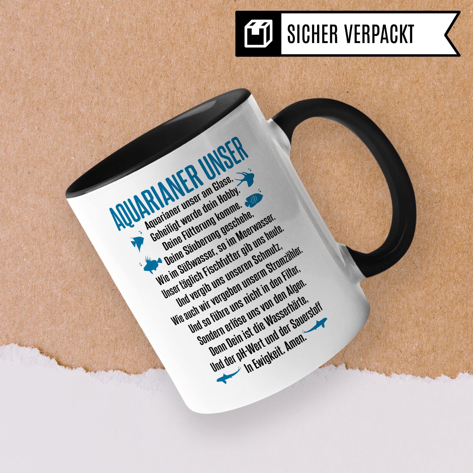 Aquarium Tasse - AQUARIANER UNSER, Fische Geschenk - Aquarium Fans Spruch lustig Geschenkidee - Fischeliebhaber Aquariumbesitzer Kaffee-Becher