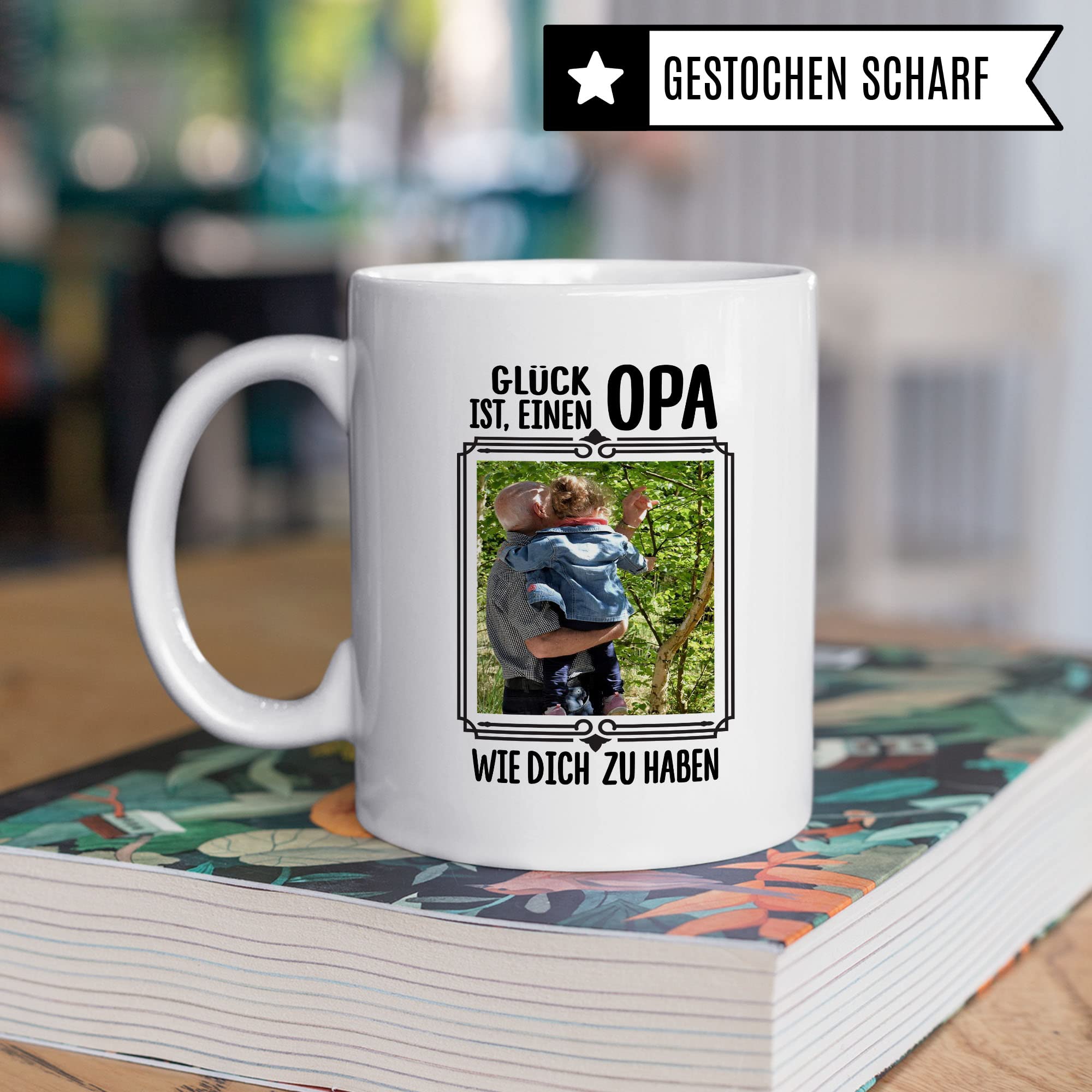 Tasse personalisierbar Opa Geschenk, Glück ist ein Opa wie dich zu haben Geschenkidee Großvater personalisierbar Kaffeetasse mit Spruch Kaffee-Becher Teetasse glücklich