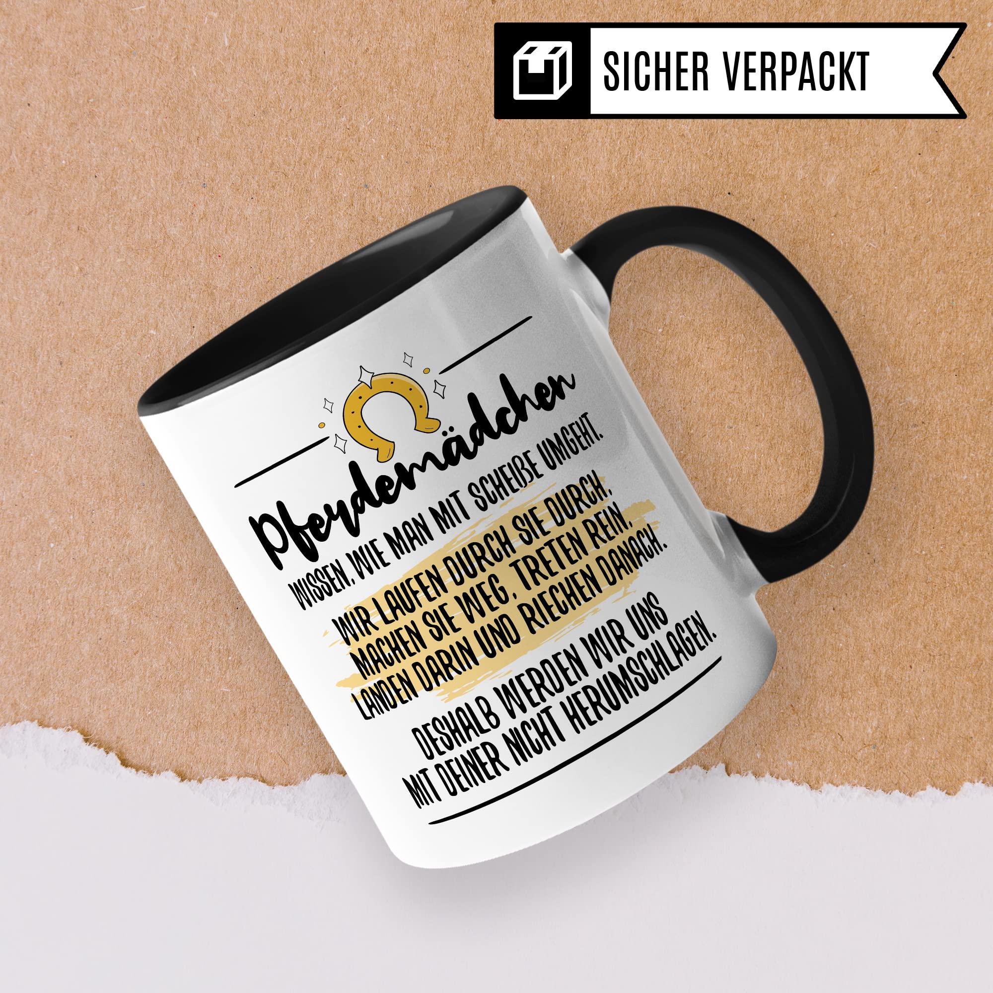 Tasse Pferdemädchen Pferd Pferde Kaffeetasse Reiterin Kaffee-Becher Reiten Teetasse Stallmädchen Pferdeliebhaber Geschenk Geschenkidee Stall Reiter Scheiße umgehen herumschlagen