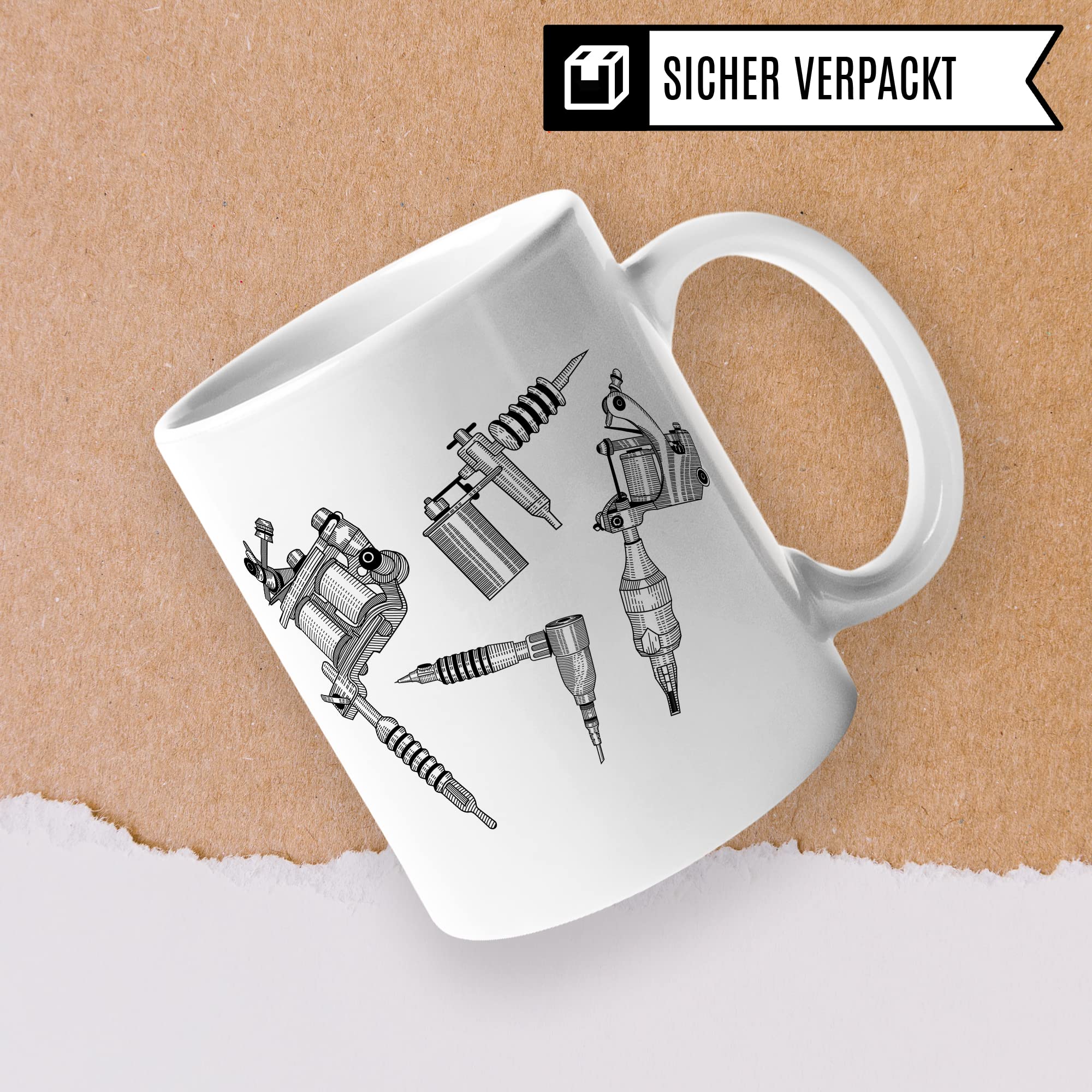 Tattoo Tasse, Tattoo Maschine Spruch, Geschenk Tattowierer Tattoo Motiv Spruch, Geschenkidee Tattowierte Beruf Tattoowierer Kaffeetasse schönes Motiv