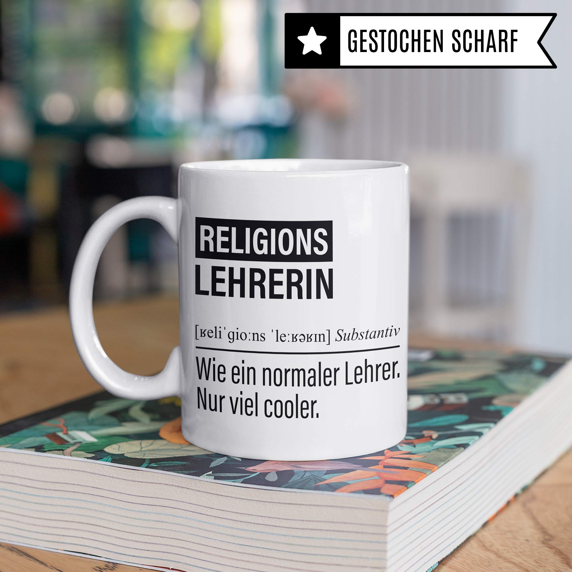 Religionslehrerin Tasse, Geschenk für Religions-Lehrerin, Kaffeetasse Geschenkidee Lehrerin, Kaffeebecher Lehramt Schule Religion Unterricht Witz