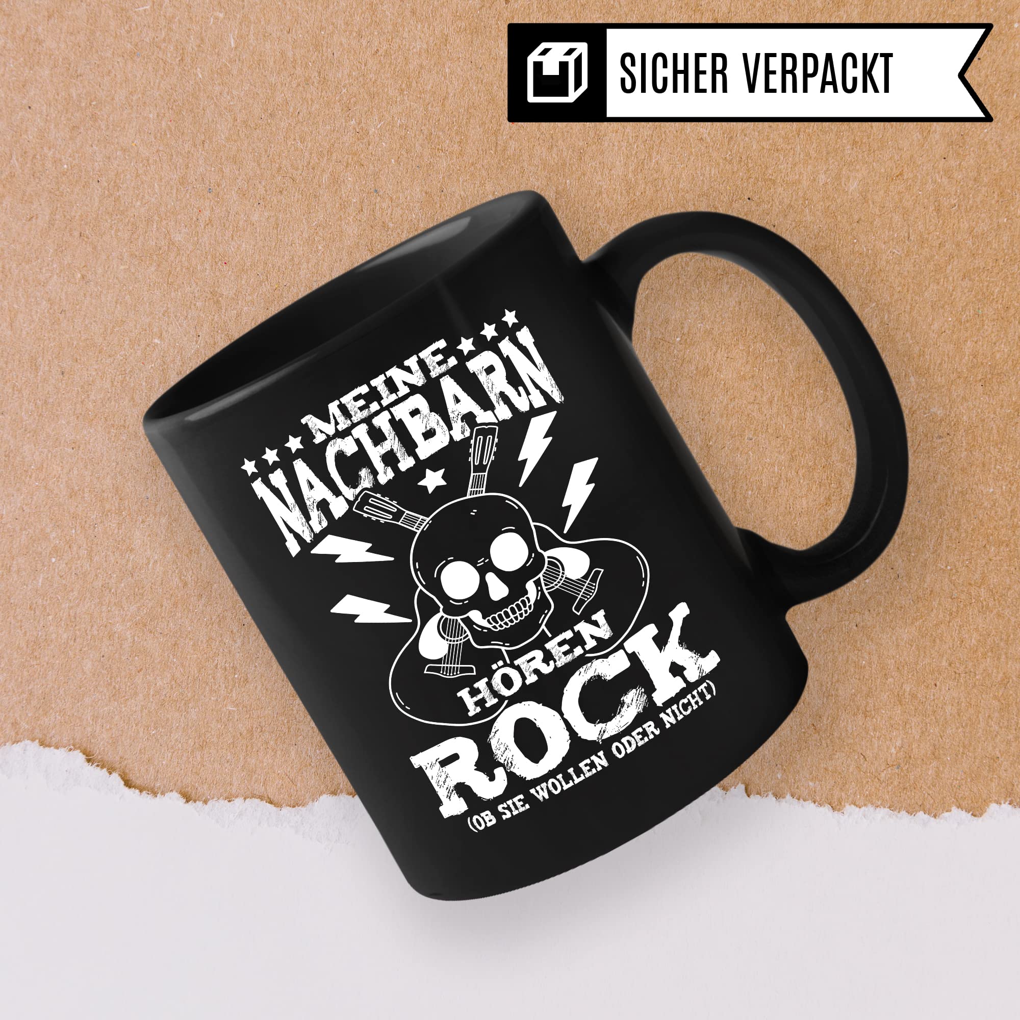 Rock Tasse Rocker Kaffeetasse Metal Fan Geschenkidee Kaffee-Becher Geschenk Spruch lustig Humor Teetasse Witz Meine Nachbarn hören Rock