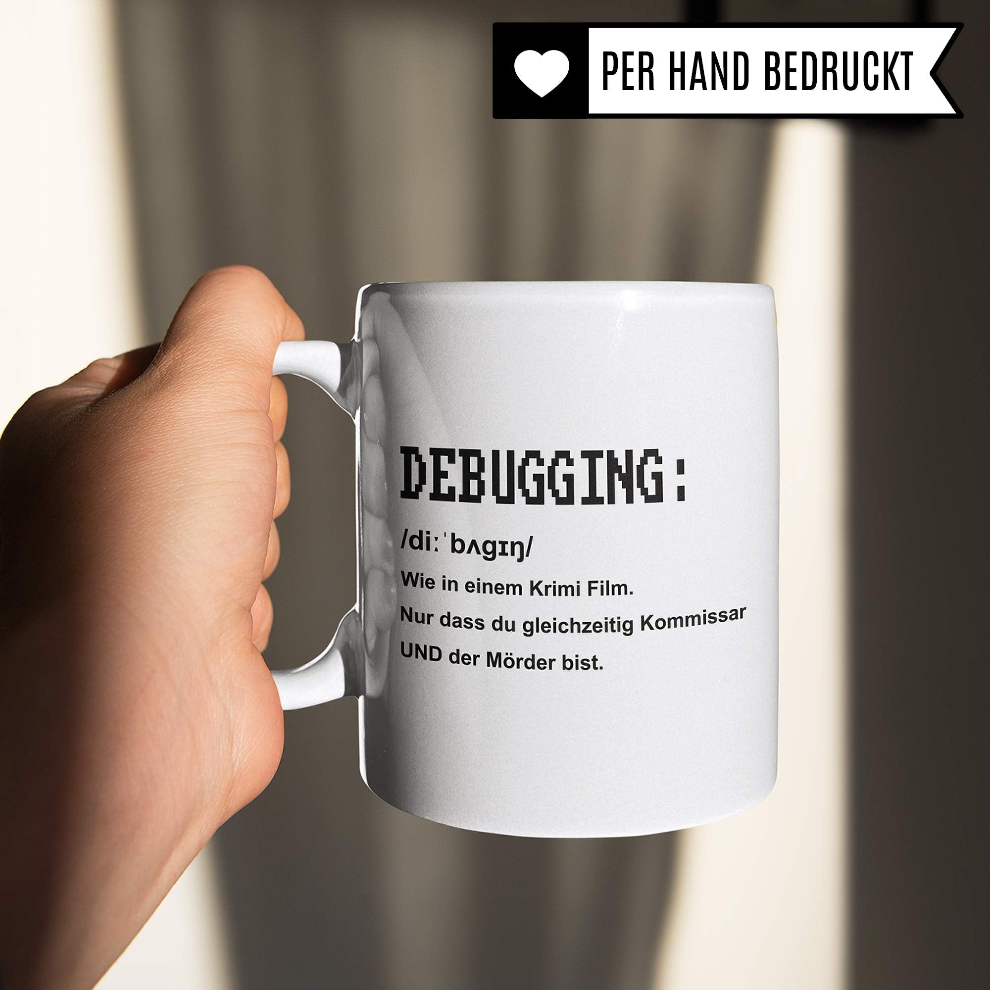 Pagma Druck Debugging Tasse Programmierer, Informatiker Geschenke lustig IT Spruch Informatik Becher, Kaffeetasse Admin Programmieren Geschenkidee Entwickler Kaffeebecher