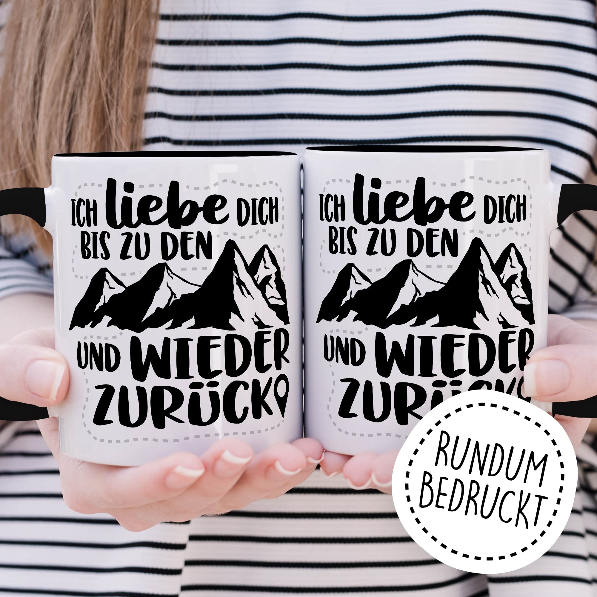 Berge Tasse Liebe Geschenk, Ich liebe dich bis zu den Bergen und zurück Geschenkidee Bergsteiger Kaffeetasse mit Spruch Kaffee-Becher Bergsteigen Wandern Natur