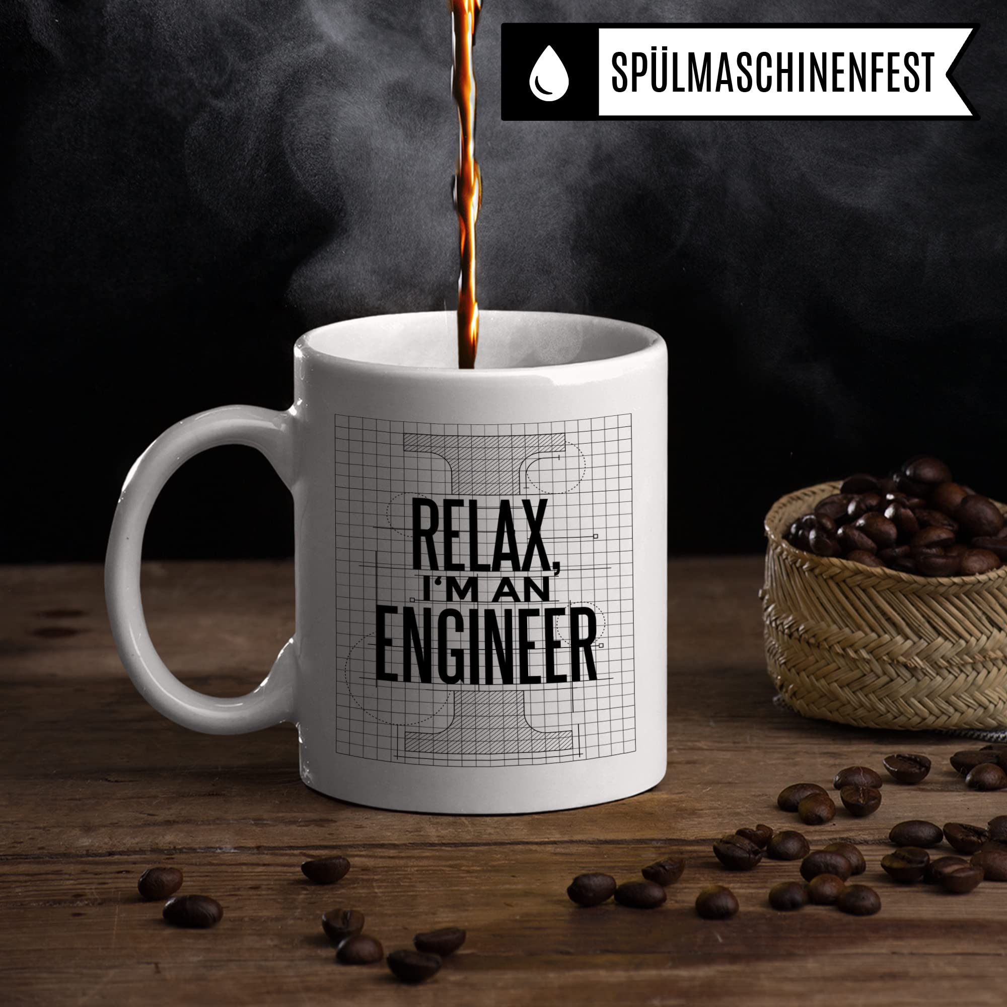 Ingenieur Tasse mit Spruch lustig, Engineer Ingenieurin Kaffeetasse, Kaffeetasse Humor Witz Geschenk für Entwickler Geschenkidee, Kaffeebecher für Männer, Ironie Relax Teetasse