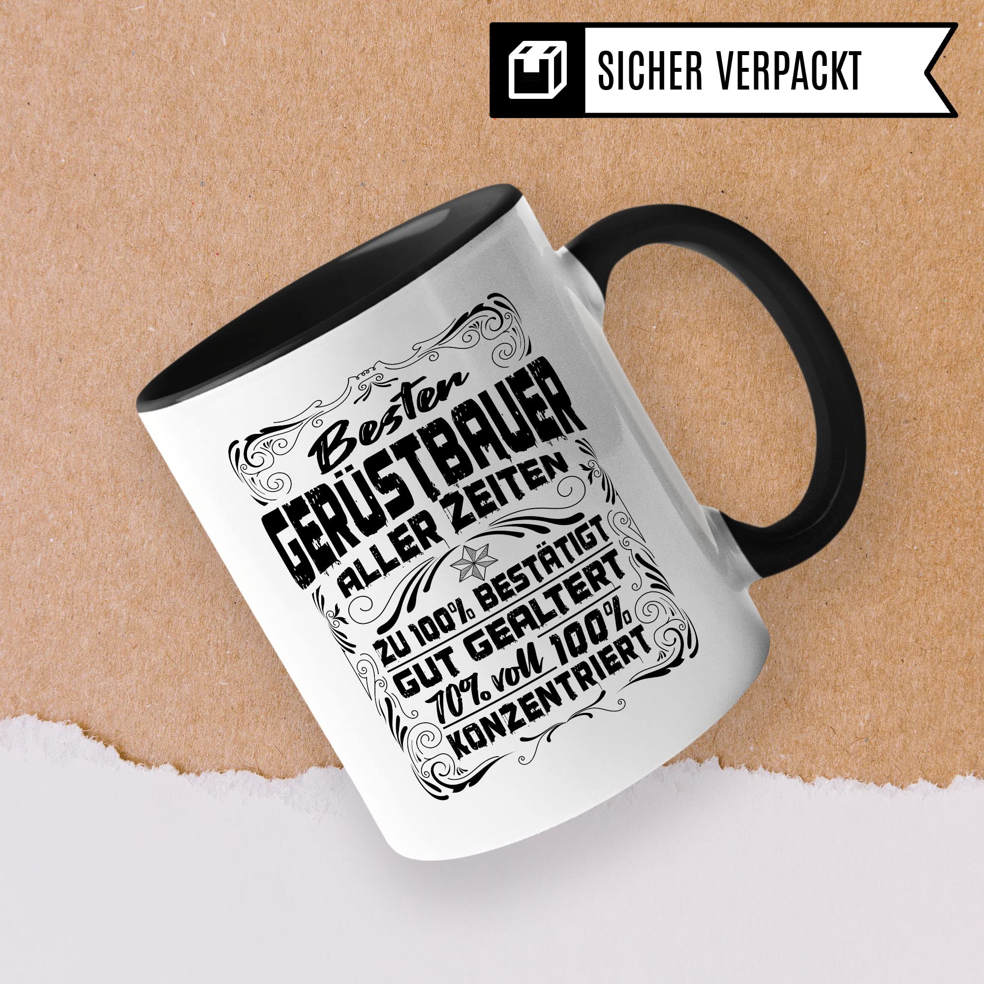 Gerüstbauer Tasse Geschenkidee Kaffeetasse Humor Witz Geschenk für Bauarbeiter Kaffeebecher Bau Becher