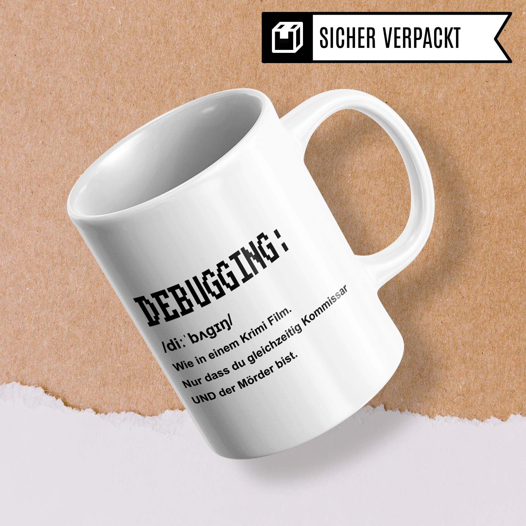 Pagma Druck Debugging Tasse Programmierer, Informatiker Geschenke lustig IT Spruch Informatik Becher, Kaffeetasse Admin Programmieren Geschenkidee Entwickler Kaffeebecher