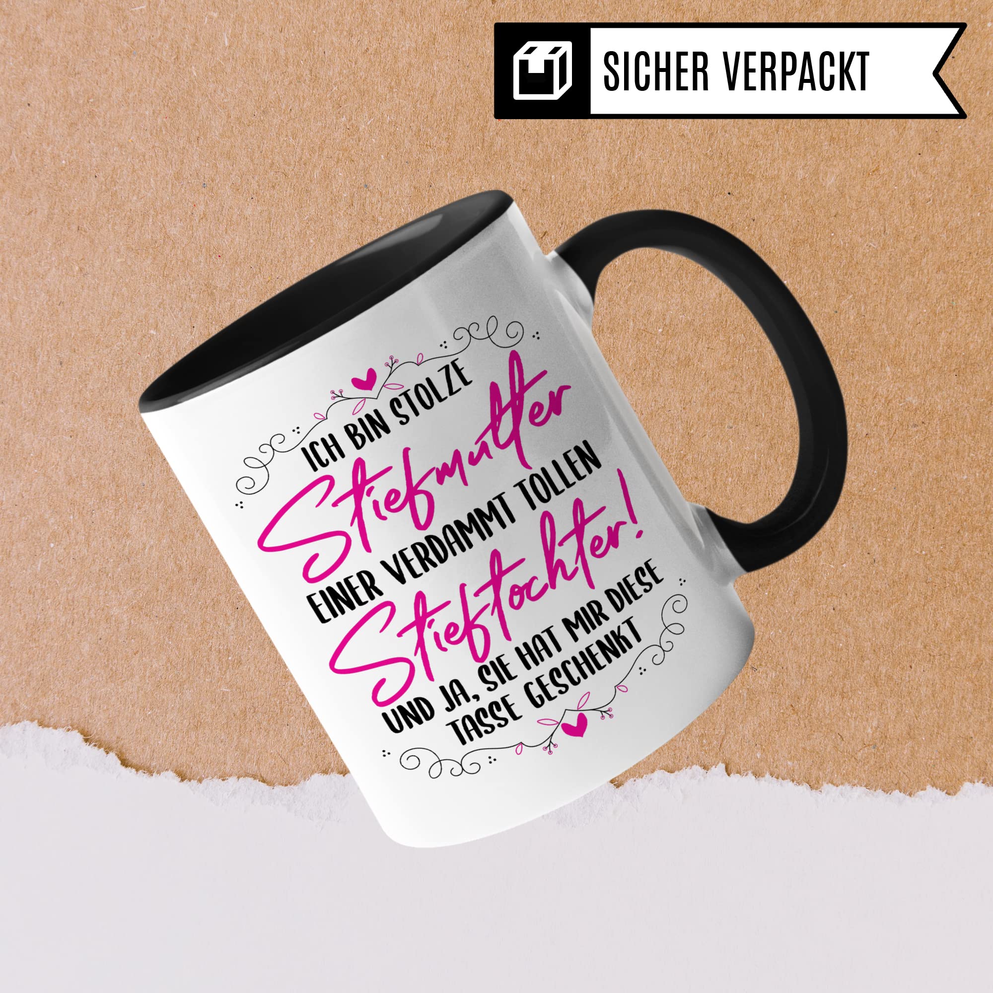 Stiefmutter Tasse, Stiefmama Geschenk, Stieftochter Kaffeebecher, Kaffeetasse Humor Witz Geschenkidee für Bonus Mama, Mutter Becher