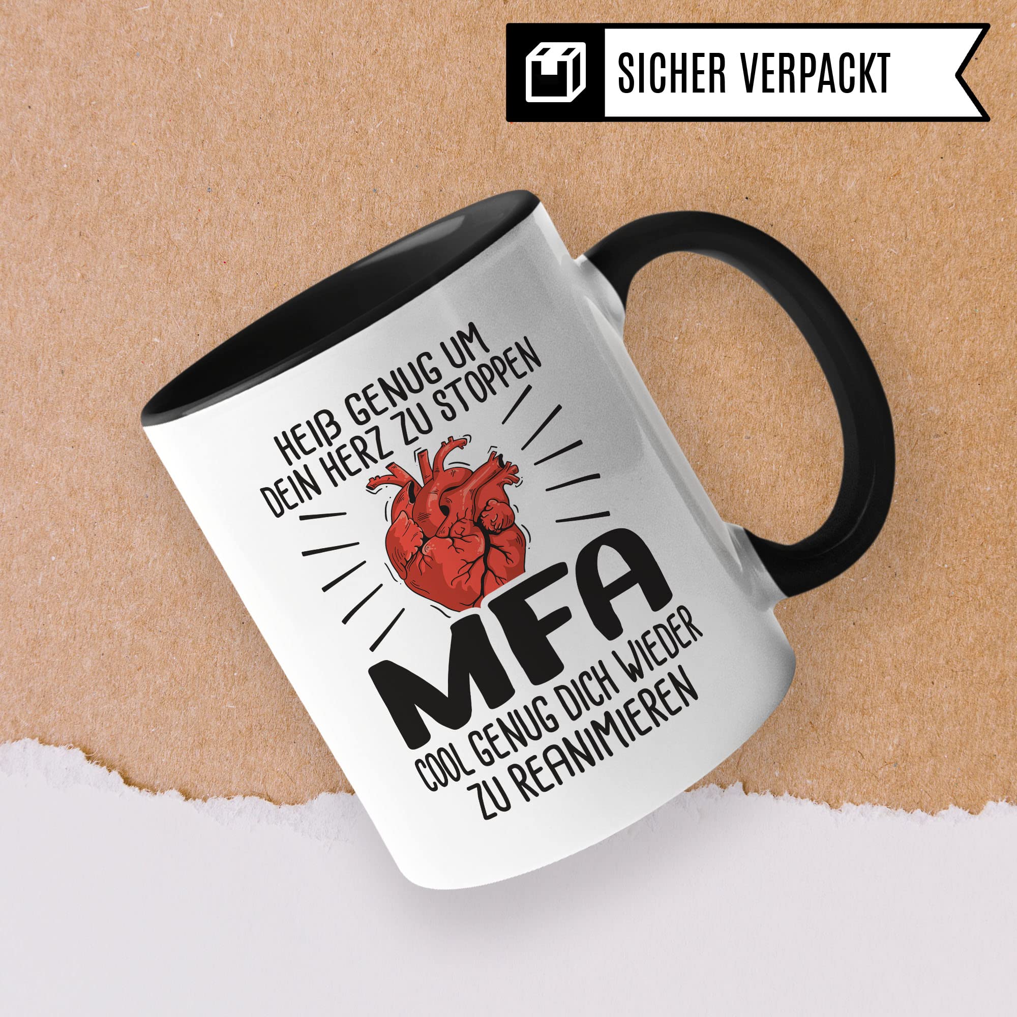Tasse MFA, Heiß genug um dein Herz zu stoppen - MFA - Cool genug dich wieder zu reanimieren, Krankenschwester Geschenk, Arzthelfer Tasse Medizinische Fachangestellte Arzthelferin Krankenpfleger