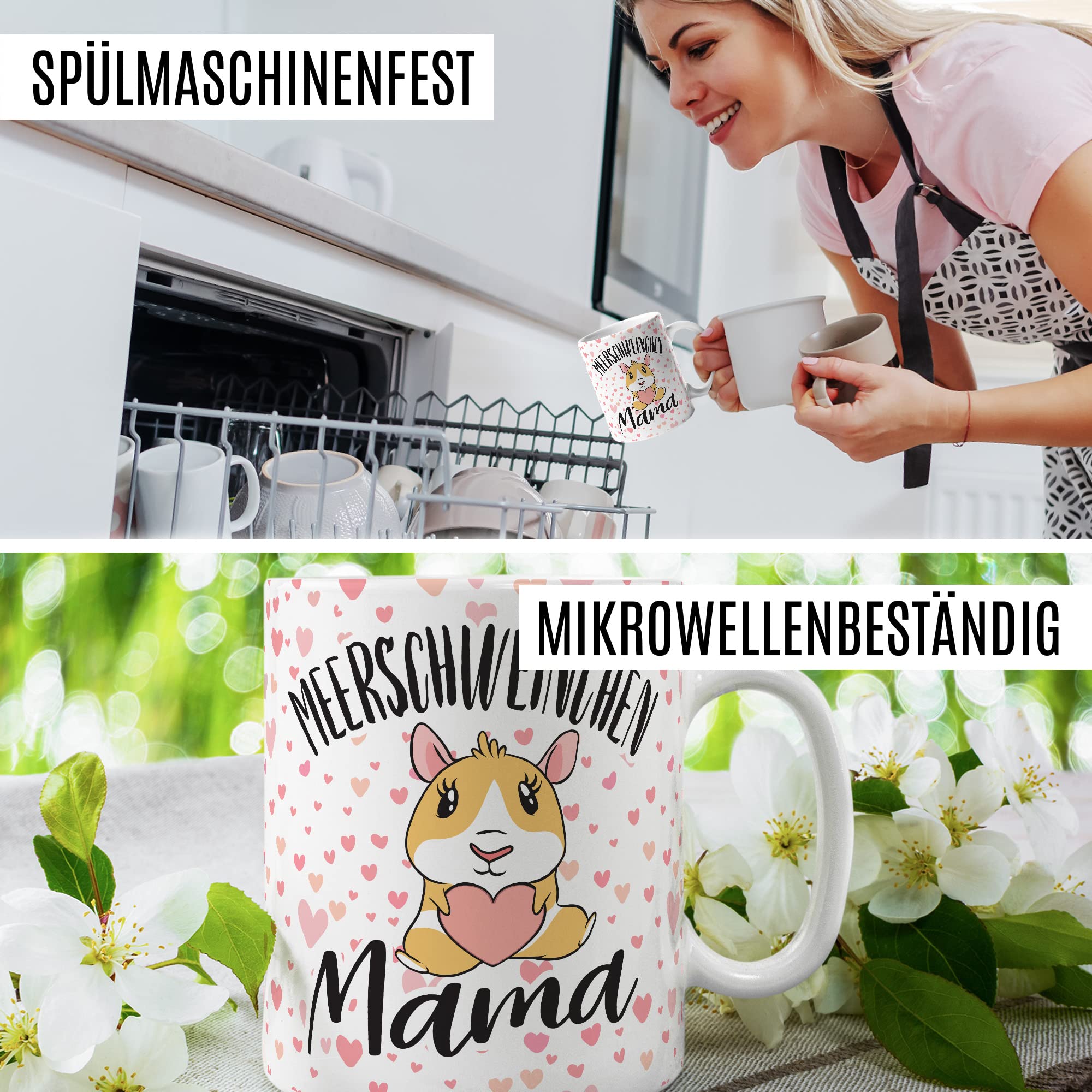 Meerschweinchen Mama Tasse mit Spruch lustige Meerschwein Kaffeetasse Geschenk Kaffee-Becher Meersau süß Geschenkidee Kollegin Humor Freundin Cartoon Aufdruck witzig Haustier