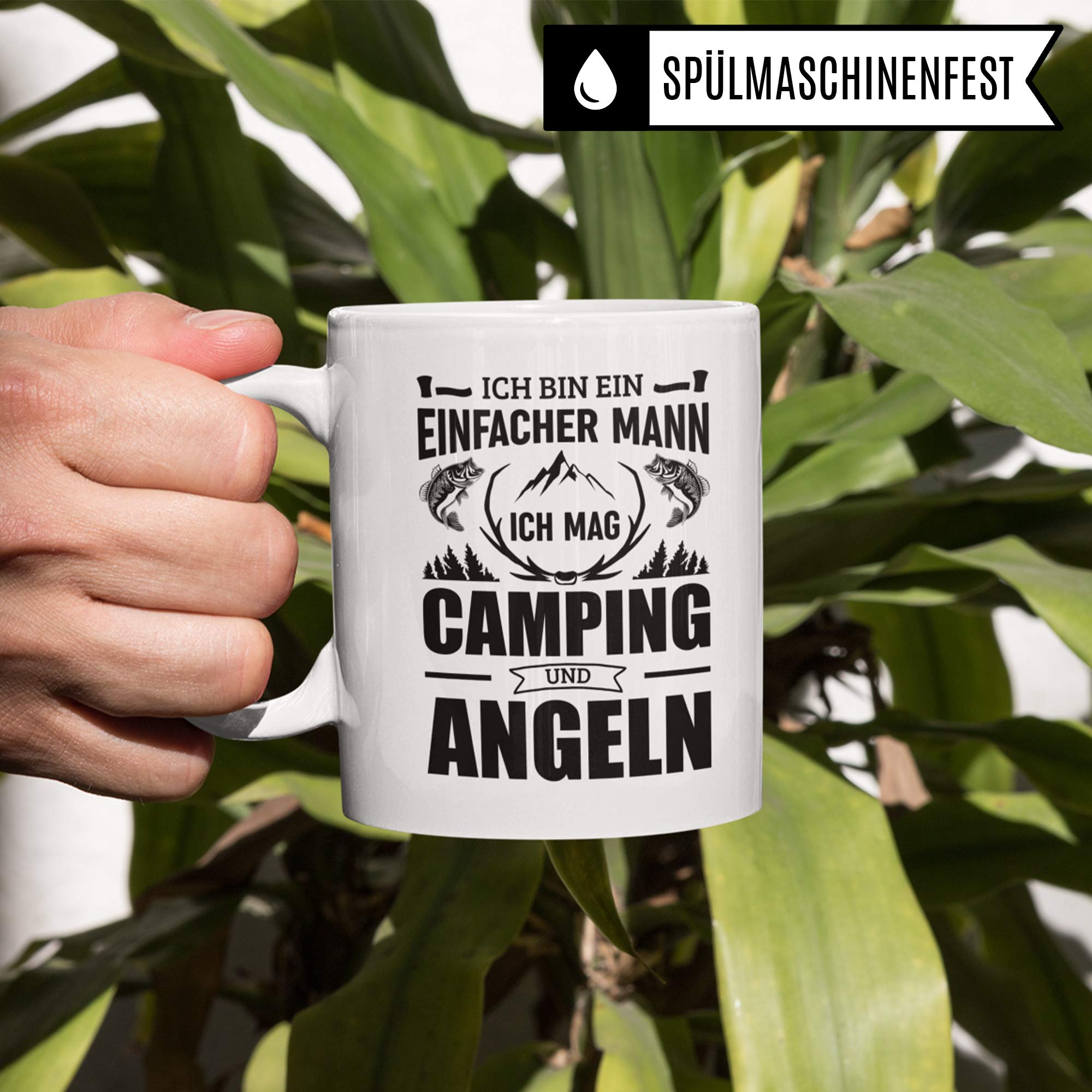 Pagma Druck Camping & Angel Tasse, Camper Angler Geschenke, Angeln Becher Fischen Fisch Campingurlaub Kaffeebecher, Kaffeetasse Geschenke für Fischer, Kaffeebecher Campingbus Spruch Geschenkidee