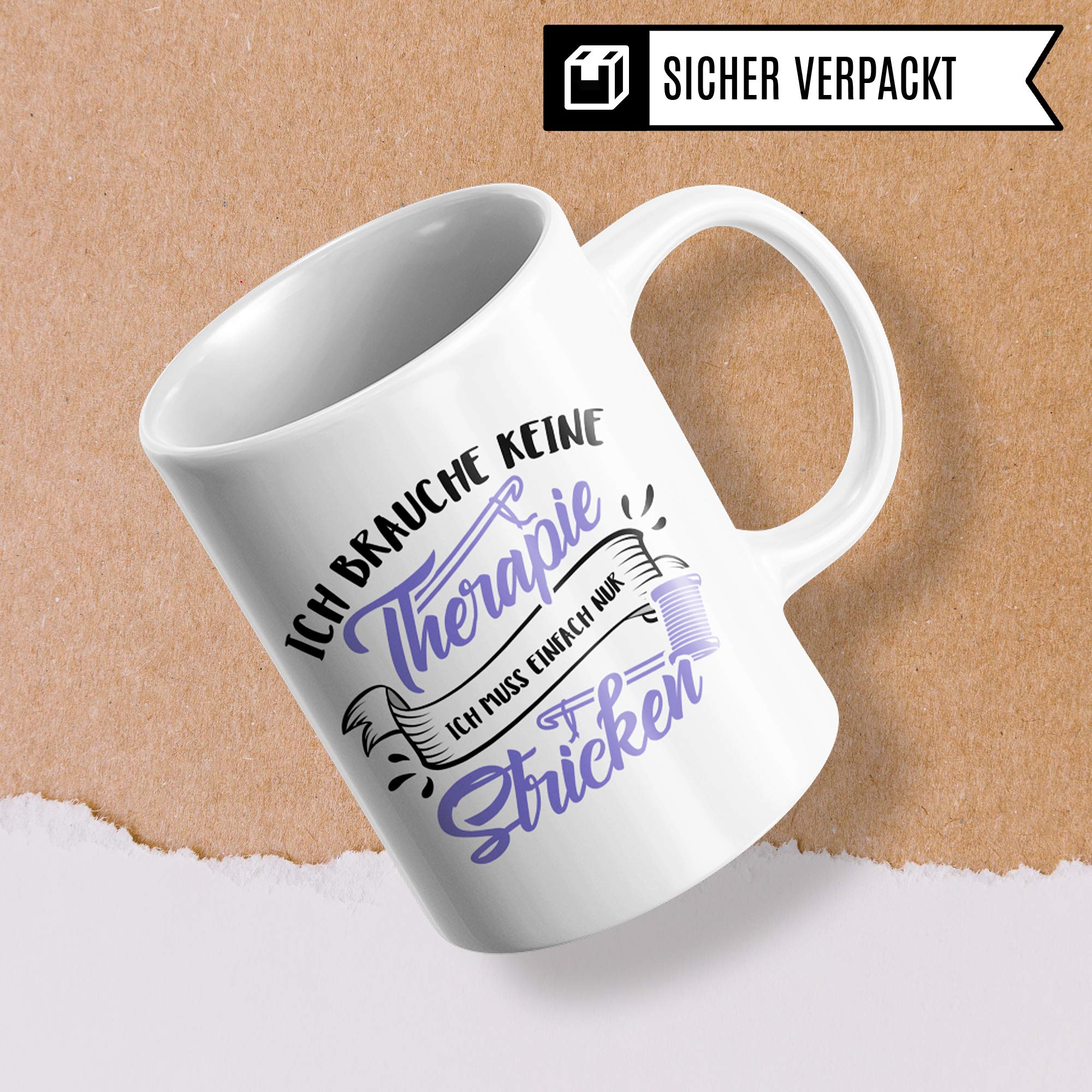 Pagma Druck Stricken Tasse, Strickerin Geschenk Spruch Becher Geschenkidee, Kaffeetasse Häkeln Kaffeebecher (Weiß/Weiß)