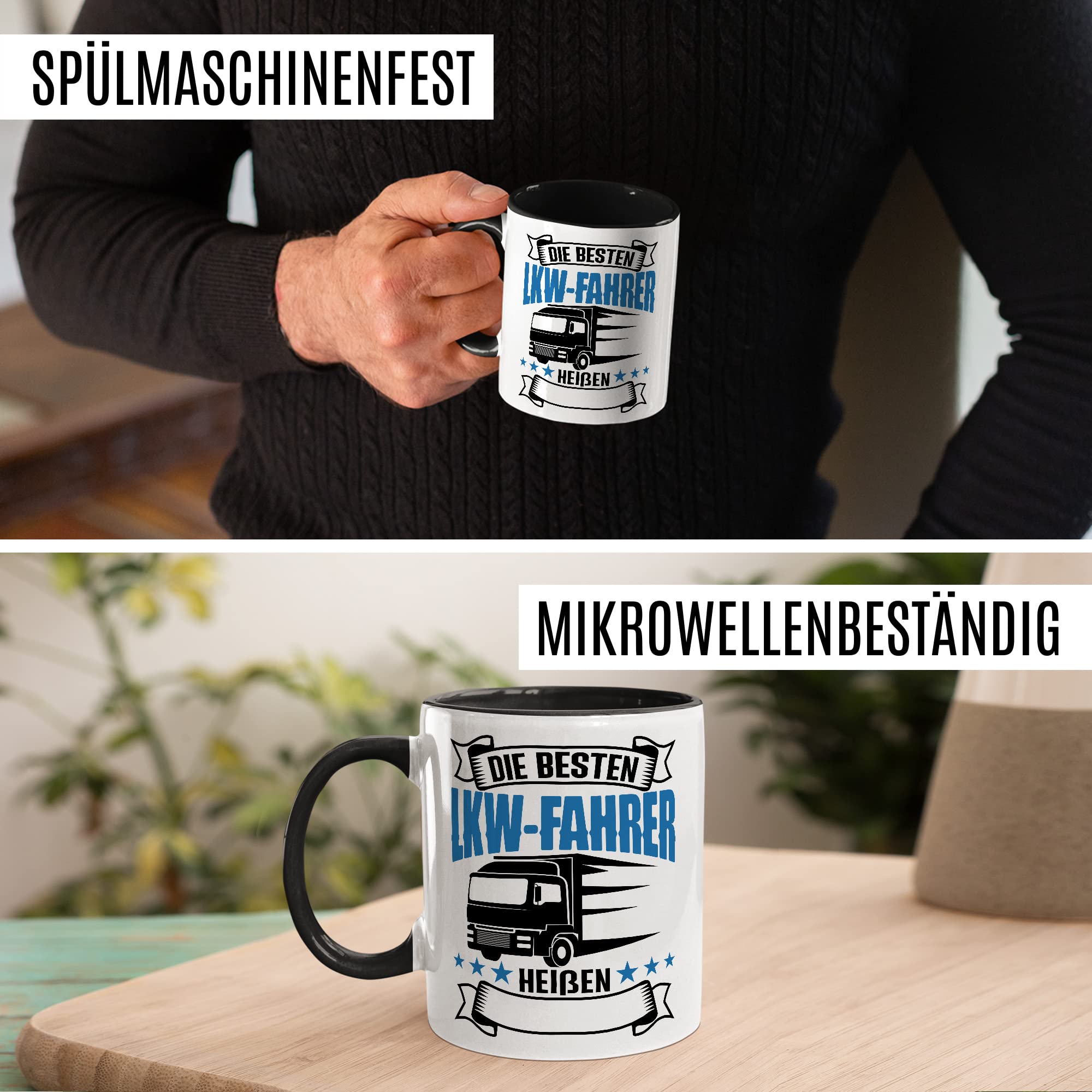 LKW Tasse personalisierbar Lkw Fahrer Kaffeetasse anpassbar Kaffee-Becher mit Wunsch Name lustig Geschenkidee persönlich Fernfahrer Geschenk Lastwagen Spediteur Custom Tasse mit Spruch