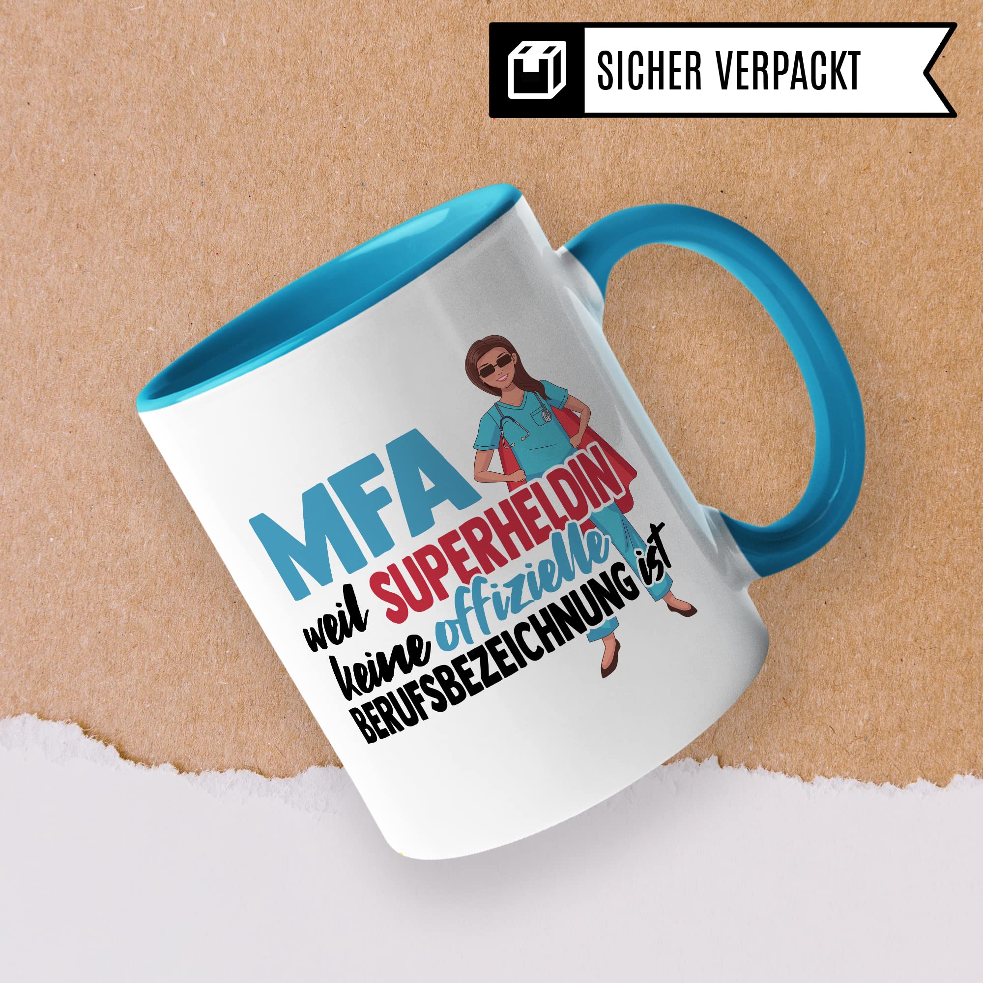 MFA Tasse, MFA - weil Superheldin keine offizielle Berufsbezeichnung ist, Krankenschwester Geschenk, Arzthelfer Tasse Medizinische Fachangestellte Arzthelferin Kaffee-Becher