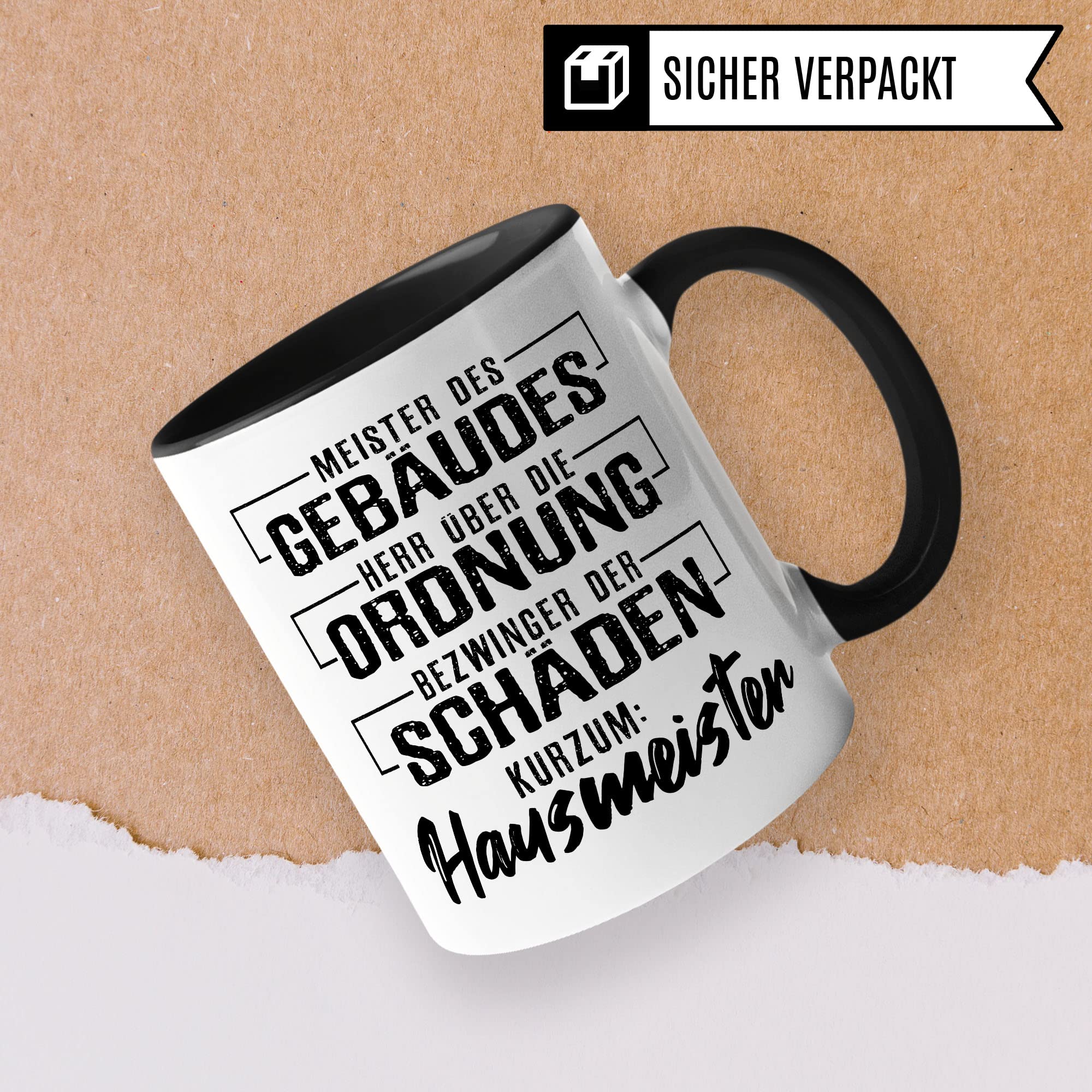 Hausmeister Tasse Geschenkidee Kaffeetasse Humor Witz Geschenk für Hauswart Kaffeebecher Hausverwalter Becher