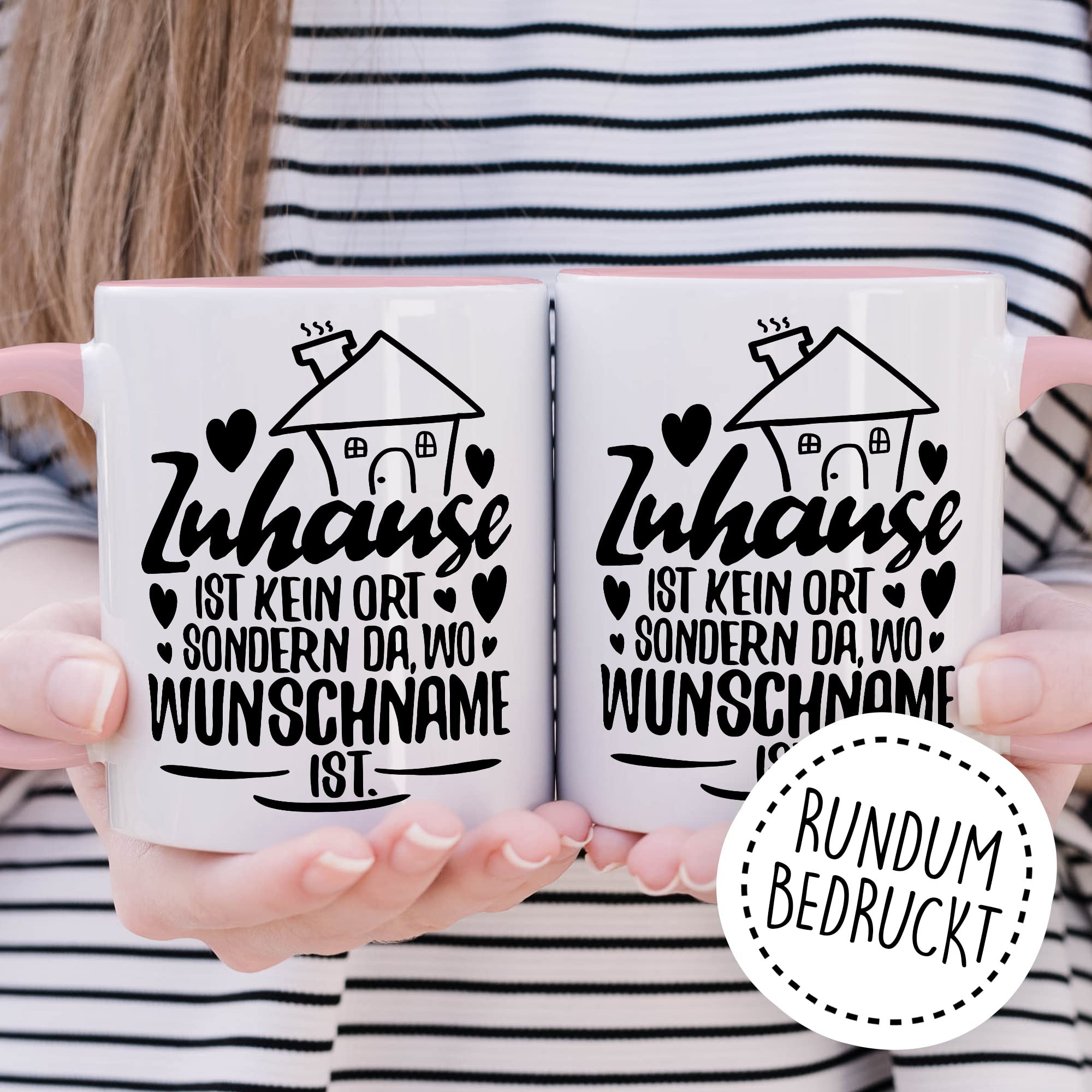 Tasse personalisiert Geschenk, Zuhause ist kein Ort, sondern da wo Wunschname ist Geschenkidee Kaffee-Becher Kaffeetasse Tasse mit Spruch personalisierbar individuell eigener Name