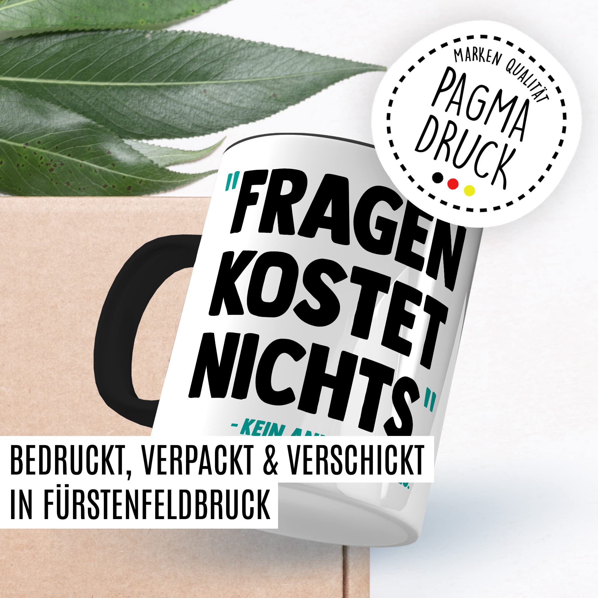 Tasse Anwalt Geschenk, Fragen kostet nichts Geschenkidee Jurastudent Jura Kaffee-Becher Tasse mit Spruch lustig Kaffeetasse Teetasse angehender Anwalt Studium Anwältin Staatsanwalt