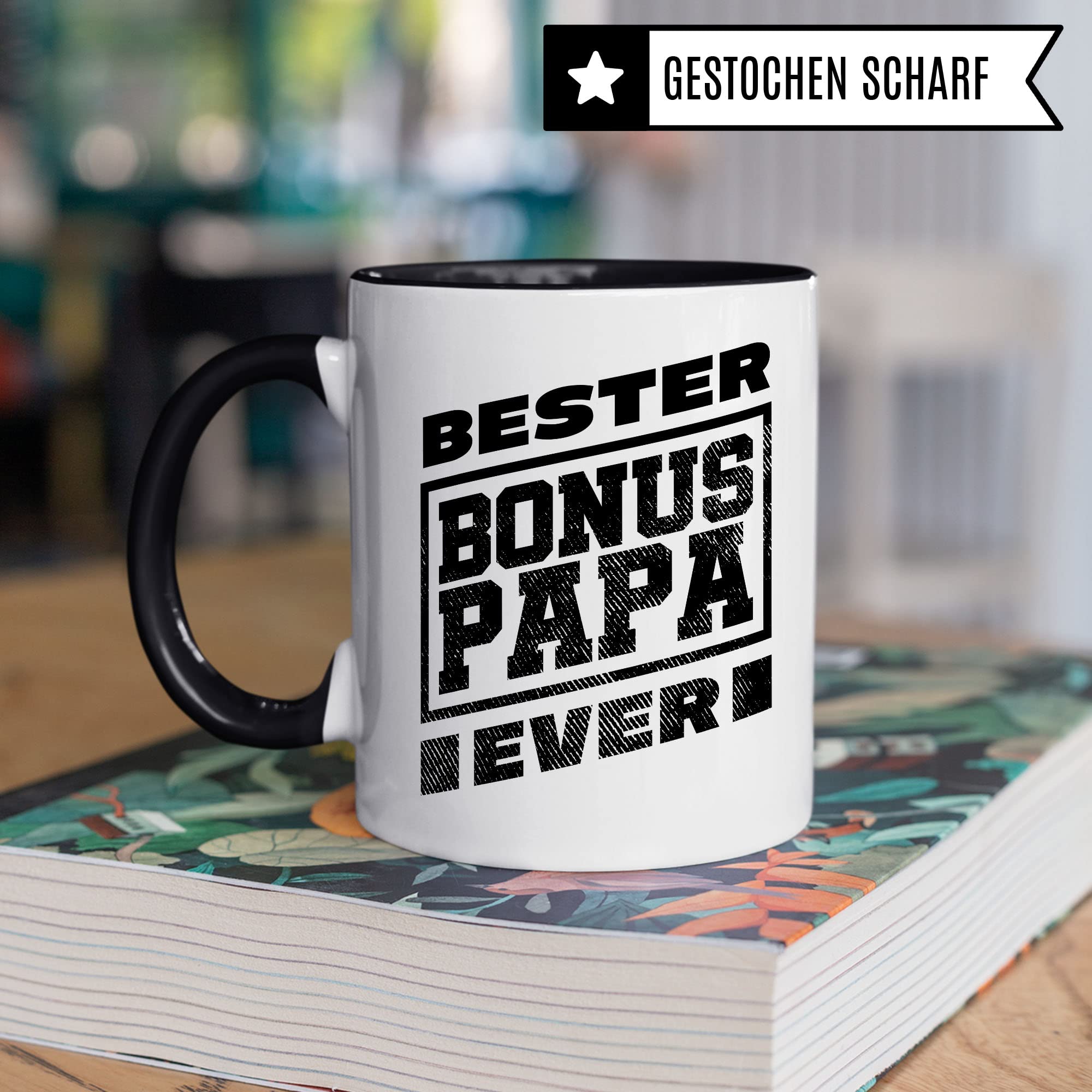 Bonuspapa Tasse Geschenkidee Papa Kaffeetasse Geschenk für Stiefvater Kaffeebecher Stiefpapa Becher