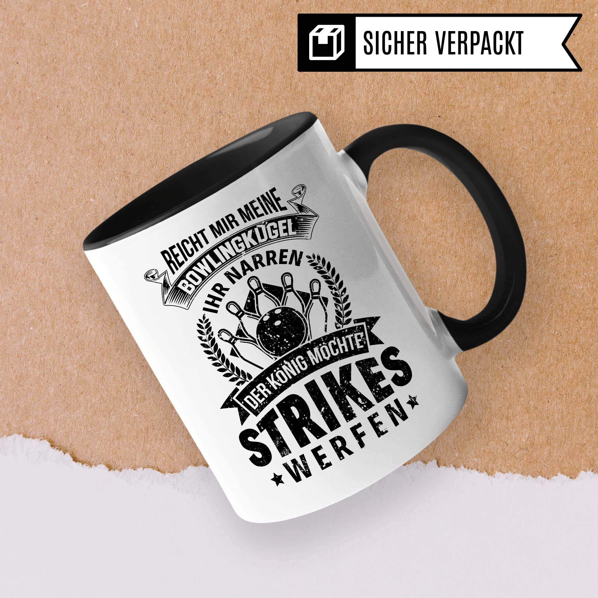 Bowling Tasse Geschenkidee Kaffeetasse Humor Witz Geschenk für Bowler Kaffeebecher Strike Becher