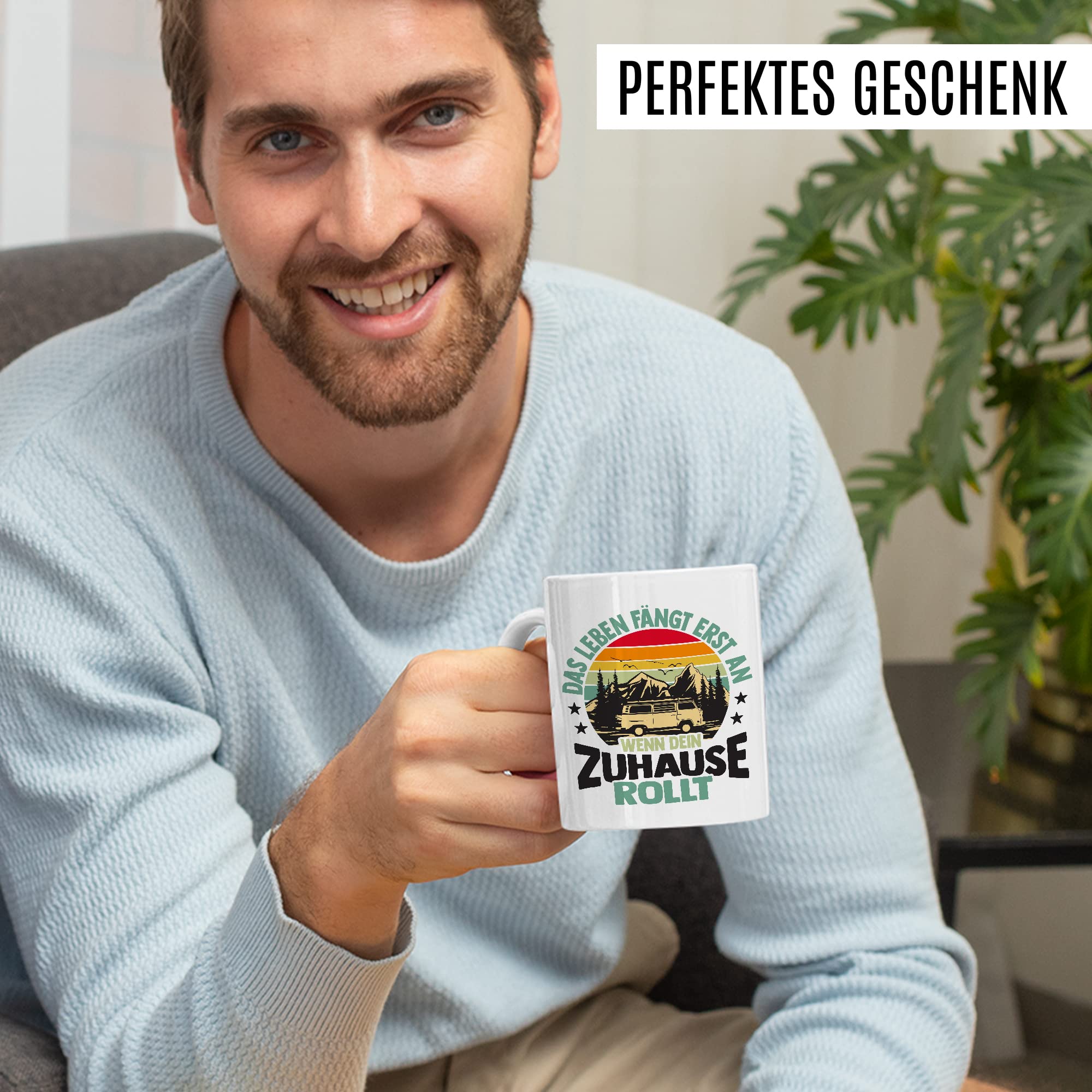 Wohnmobil Tasse Wohnwagen Kaffeetasse Camping Geschenk Camper Kaffee-Becher Geschenkidee Outdoorfans Camperin Campingvan Campingwagen Campingplatz Zelten