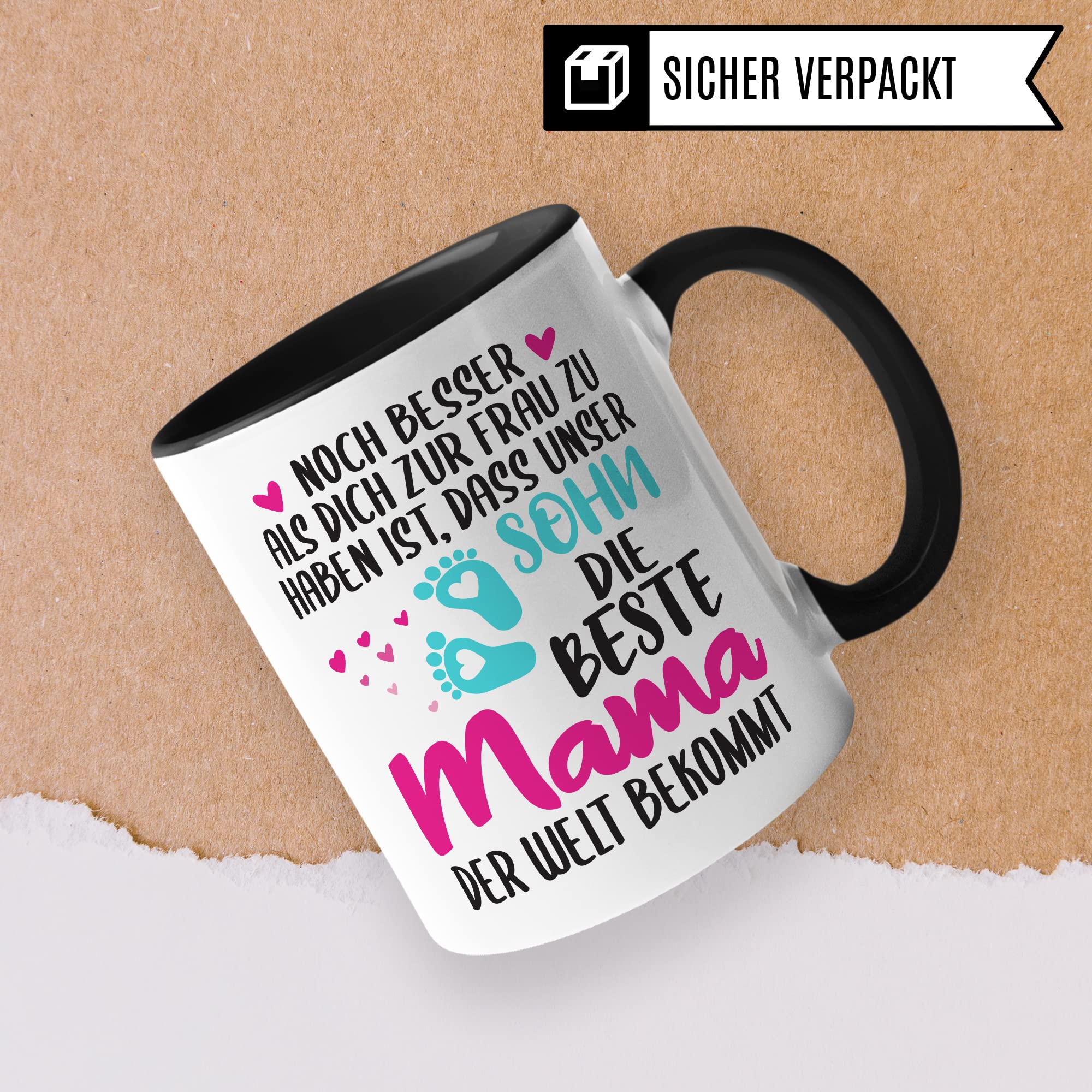 Schwangerschaft Tasse, Noch besser als dich zur Frau zu haben ist, dass unser Sohn die beste Mama der Welt bekommt, Geschenk Schwangere, Geschenkidee werdende Mutter Freundin, Mama 2023 Geschenk