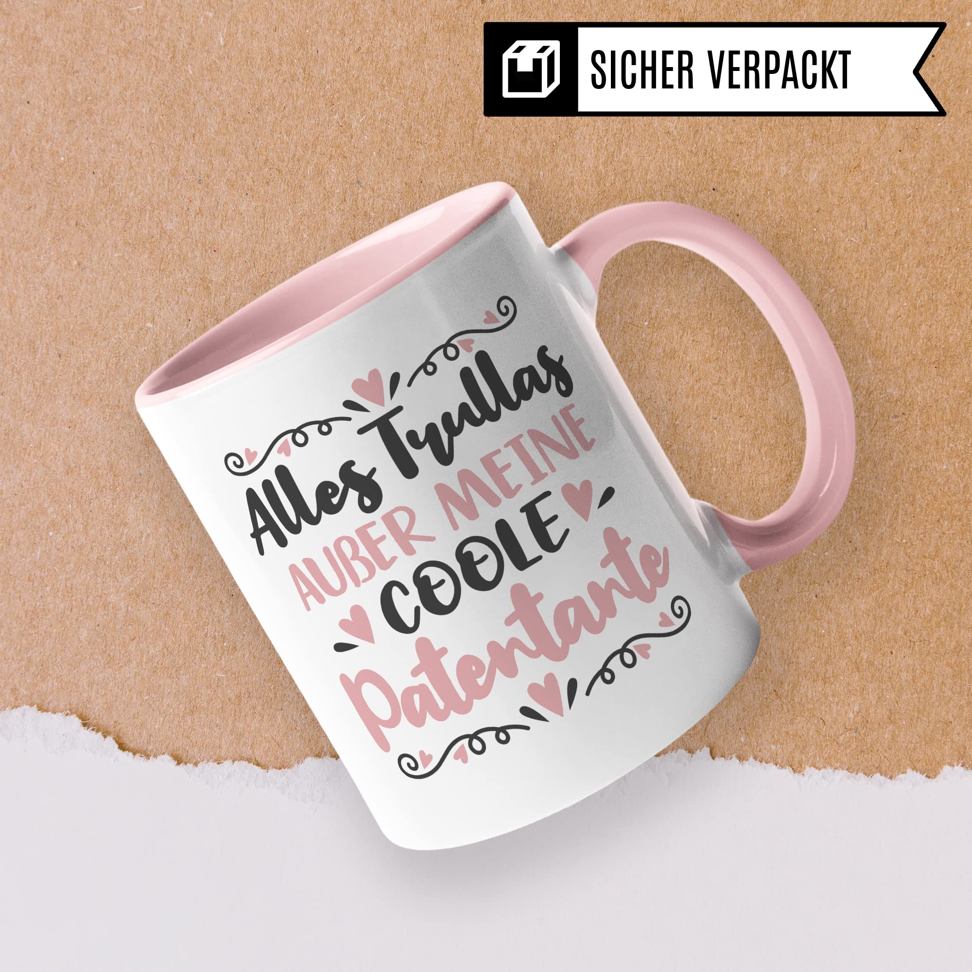 Tasse Patentante Geschenk Patentanten Patensohn Patentochter Kaffeetasse Taufgeschenke für Patin Fragen Taufpatin Patenkind Geschenkidee Kaffee-Becher