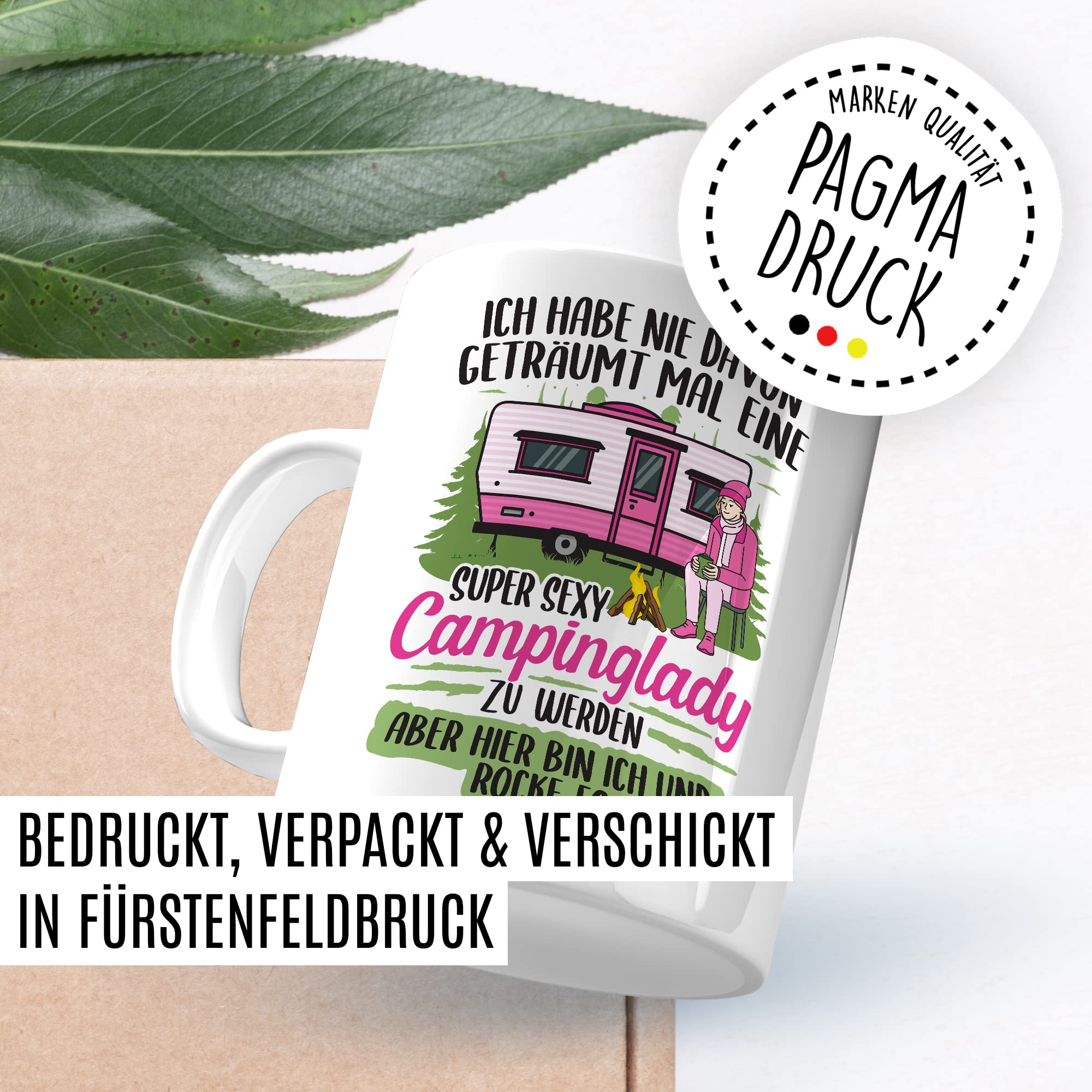 Becher Tasse Wohnmobil Wohnwagen Kaffeetasse Camping Geschenk Camperin Kaffee-Becher Geschenkidee Outdoorfans Zelten Abenteuer Reisen Spruch Humor Witz sexy Campinglady