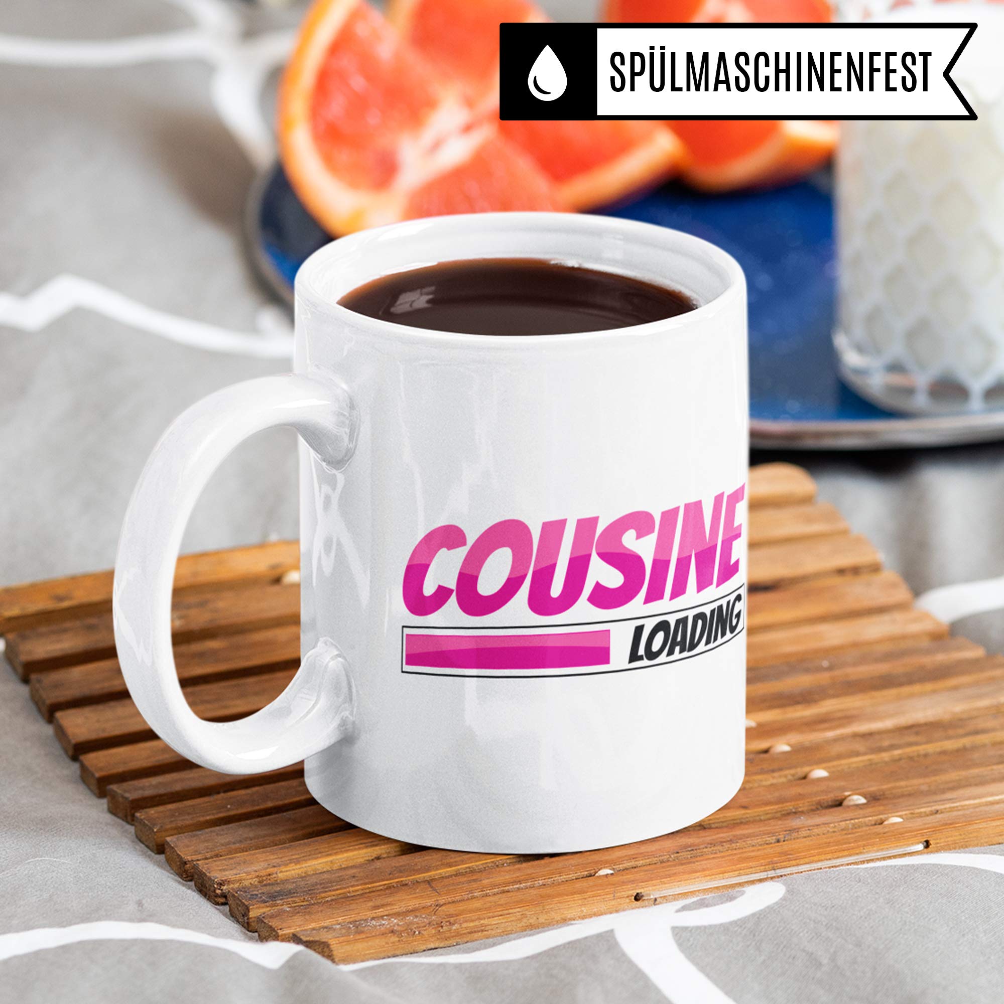 Pagma Druck Cousine Geschenk Becher, Tasse Cousine, Kaffeetasse Beste Cousine der Welt Geschenkideen, Familie Witz Kusine Kaffeebecher lustig