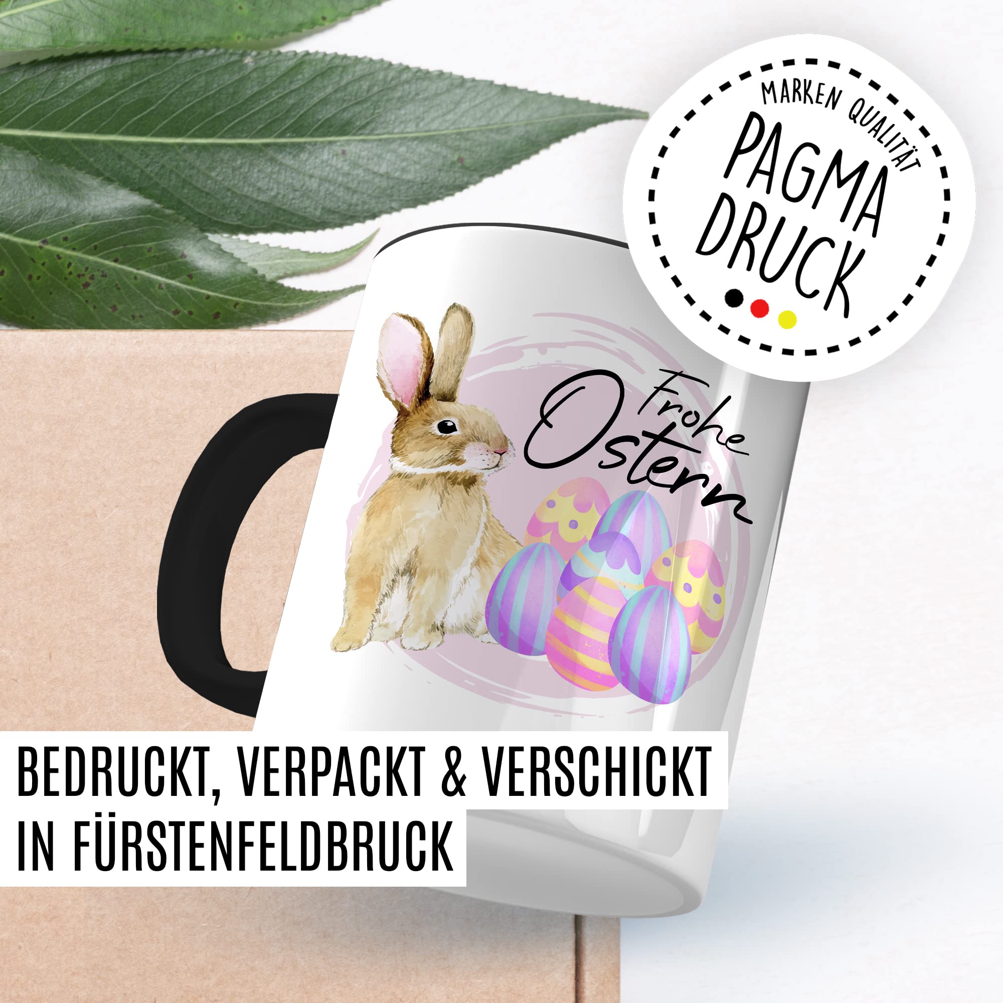 Ostern Tasse Geschenk, Frohe Ostern Geschenkidee Kaffeetasse mit Spruch Ostergeschenk Ostersonntag Kaffee-Becher Teetasse Grüße Mitbringsel