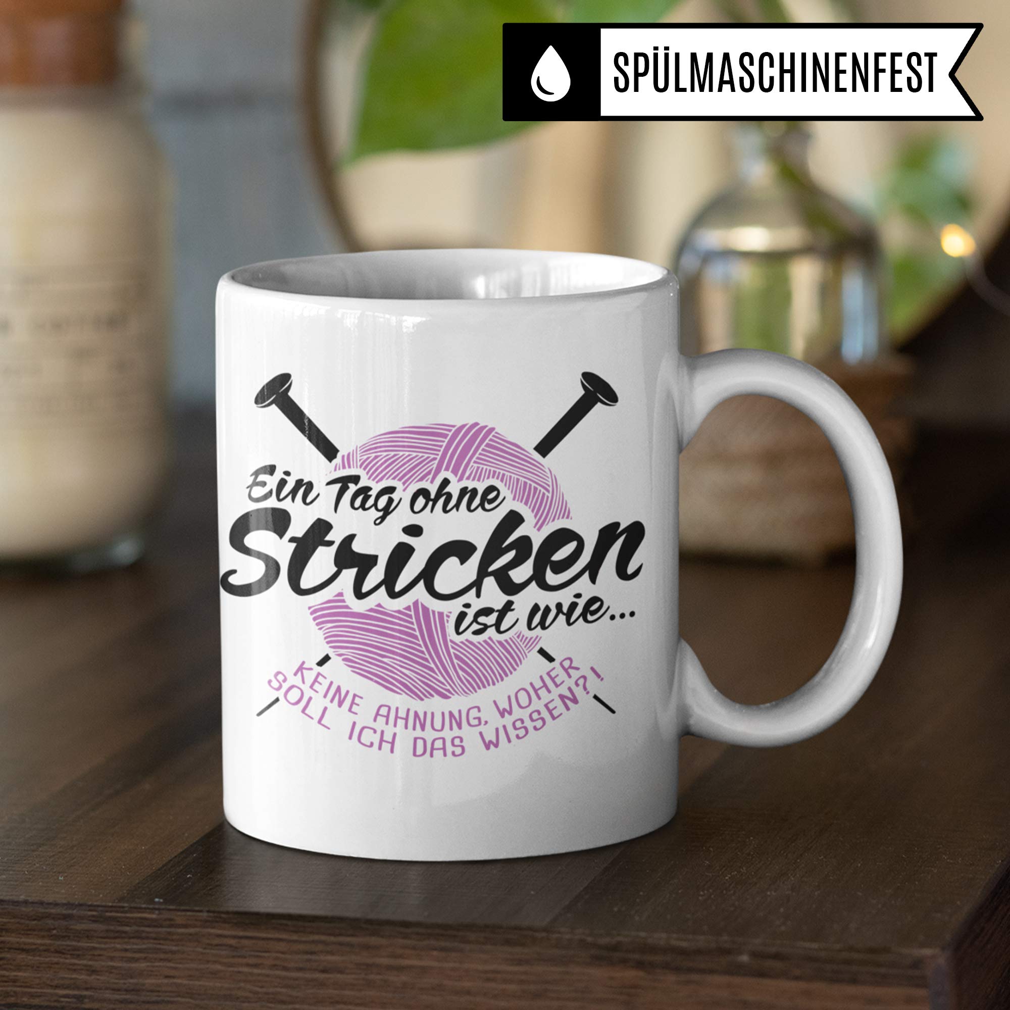 Pagma Druck Tasse Stricken Geschenk, Strickerin Spruch Geschenkidee Kaffeetasse Häkeln, Stricken Nadeln Handarbeit Becher (Weiß/Weiß)