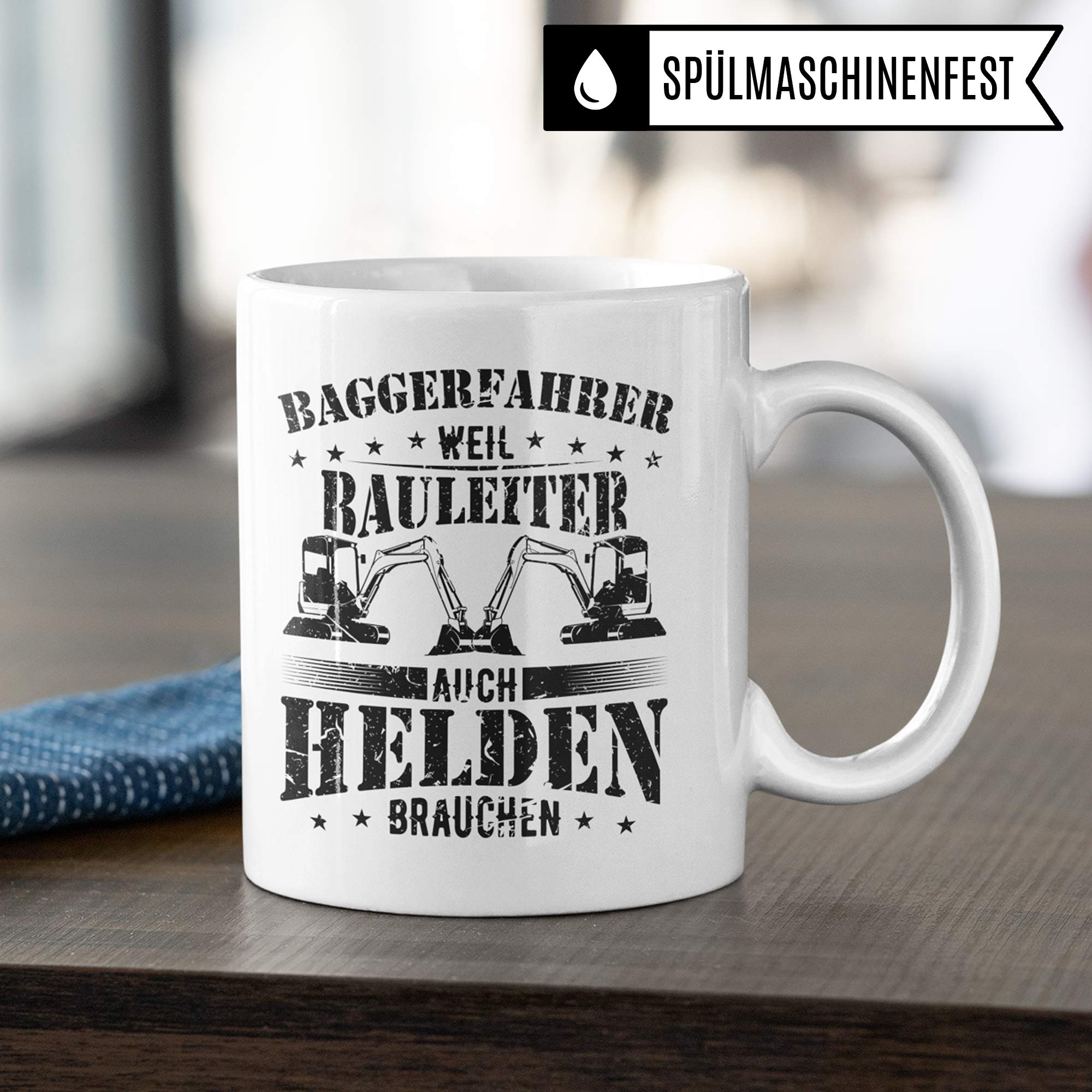 Pagma Druck Baggerfahrer Geschenk Becher, Bagger Tasse, Geschenkidee Baumaschinen Baggerführer Radladerfahrer, Kaffeetasse Baumaschinenführer Baumaschinist Kaffeebecher