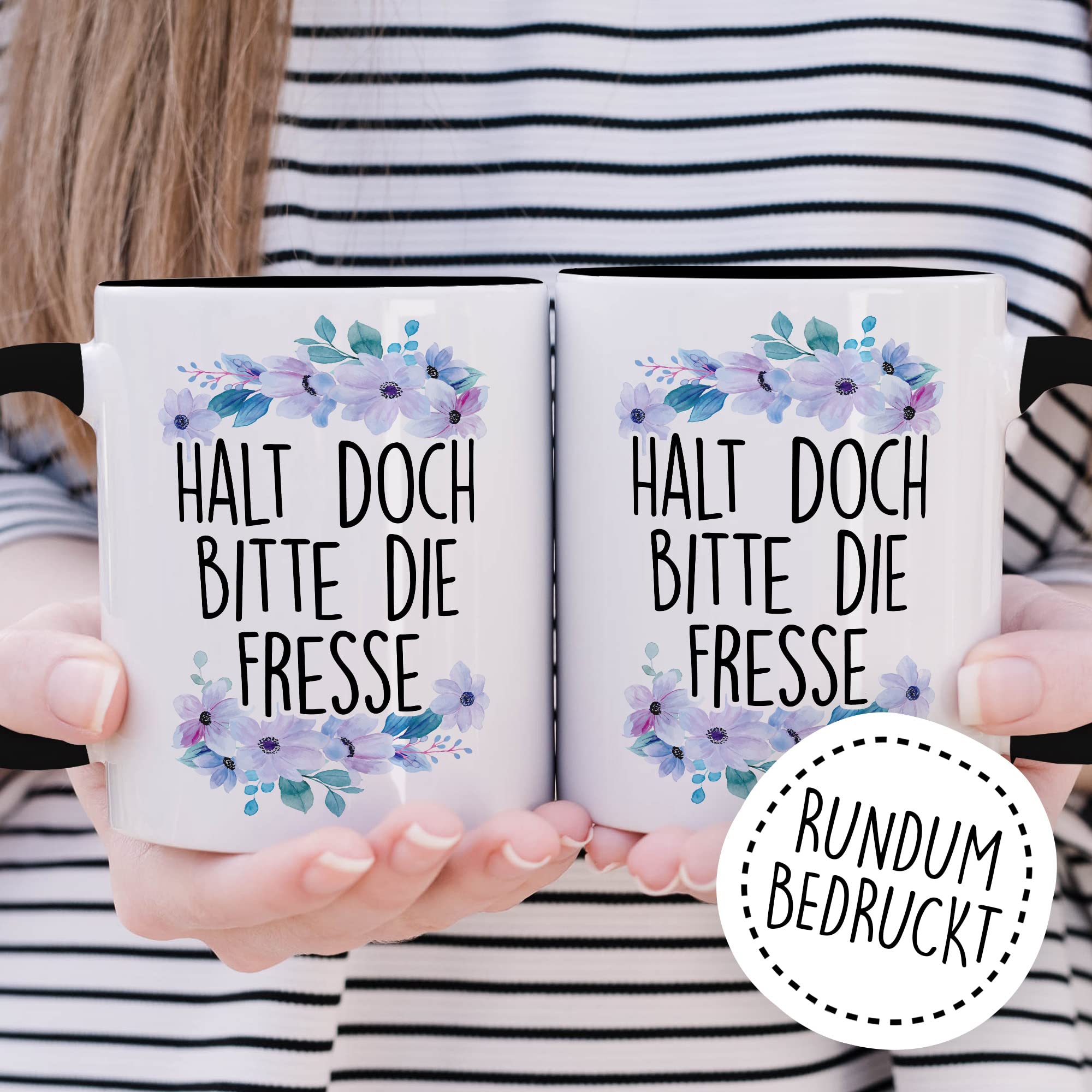 Sarkasmus Tasse Halt die Fresse Geschenkidee Humor Kaffeetasse mit lustigen Spruch Geschenk für Kollegen Kaffeebecher Büro Becher