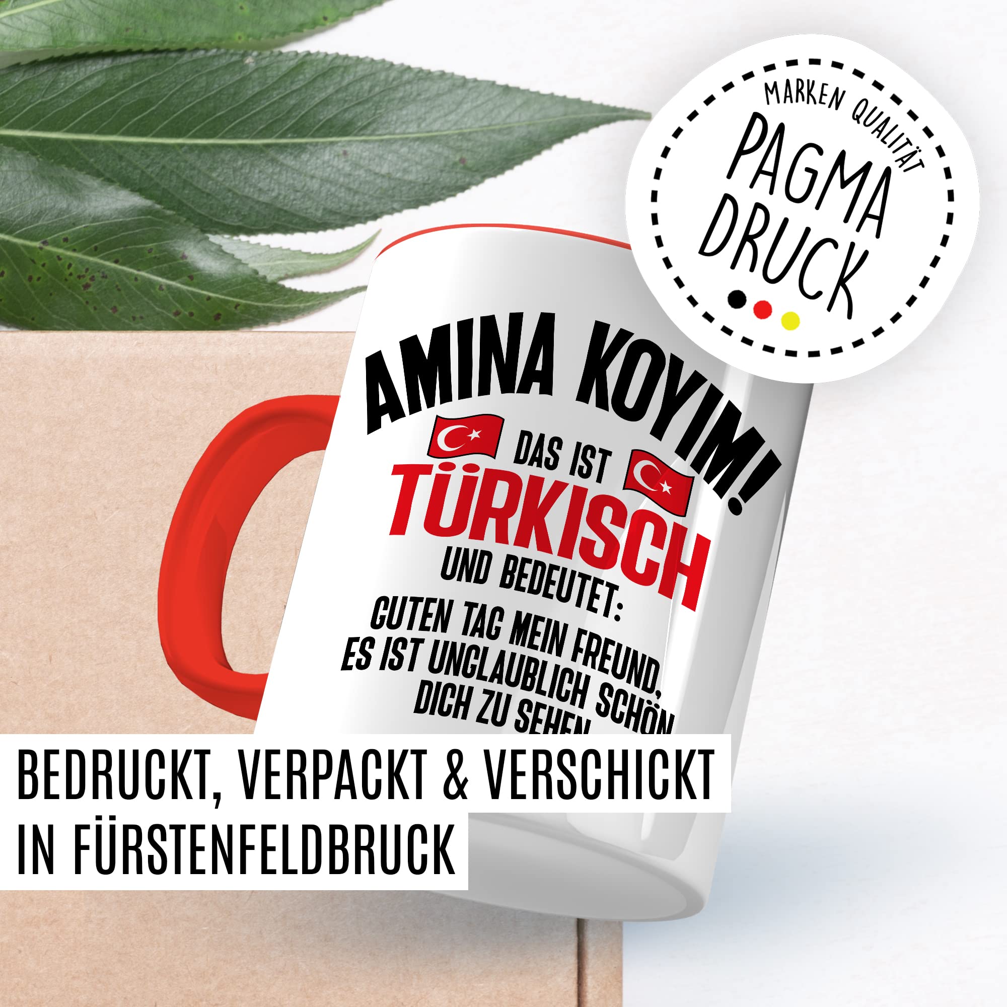 Amina Koyim Tasse lustige Kaffeetasse mit Spruch türkisch Kaffee-Becher Türken Witz Amina Koyim Geschenkidee Türke Türkin Geschenk Türkei türkisch Sarkasmus Schimpfwort Beleidigung Sprache