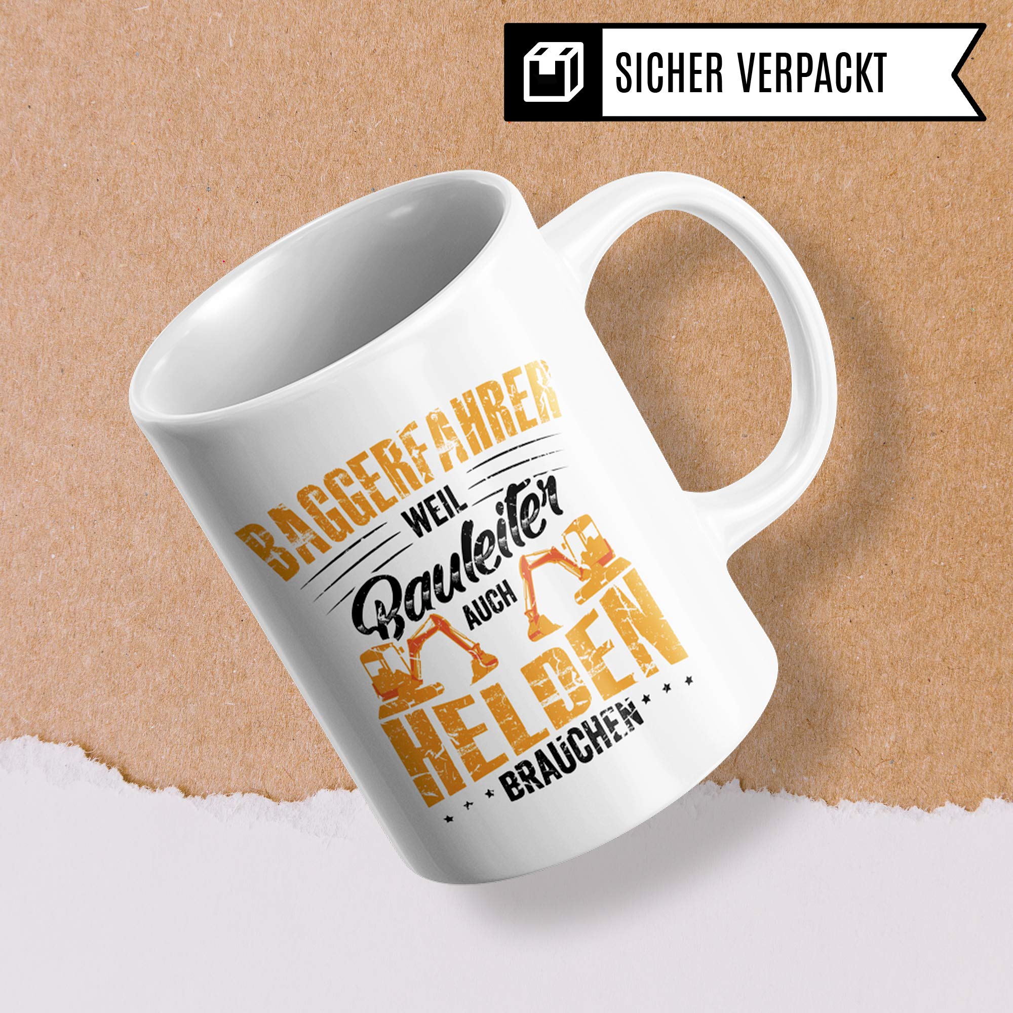 Pagma Druck Baggerfahrer Geschenk, Bagger Tasse, Geschenkidee für Baumaschinenführer & Bagger Fahrer Becher, Kaffeetasse Baumaschinen Baggerführer Baustelle Kaffeebecher