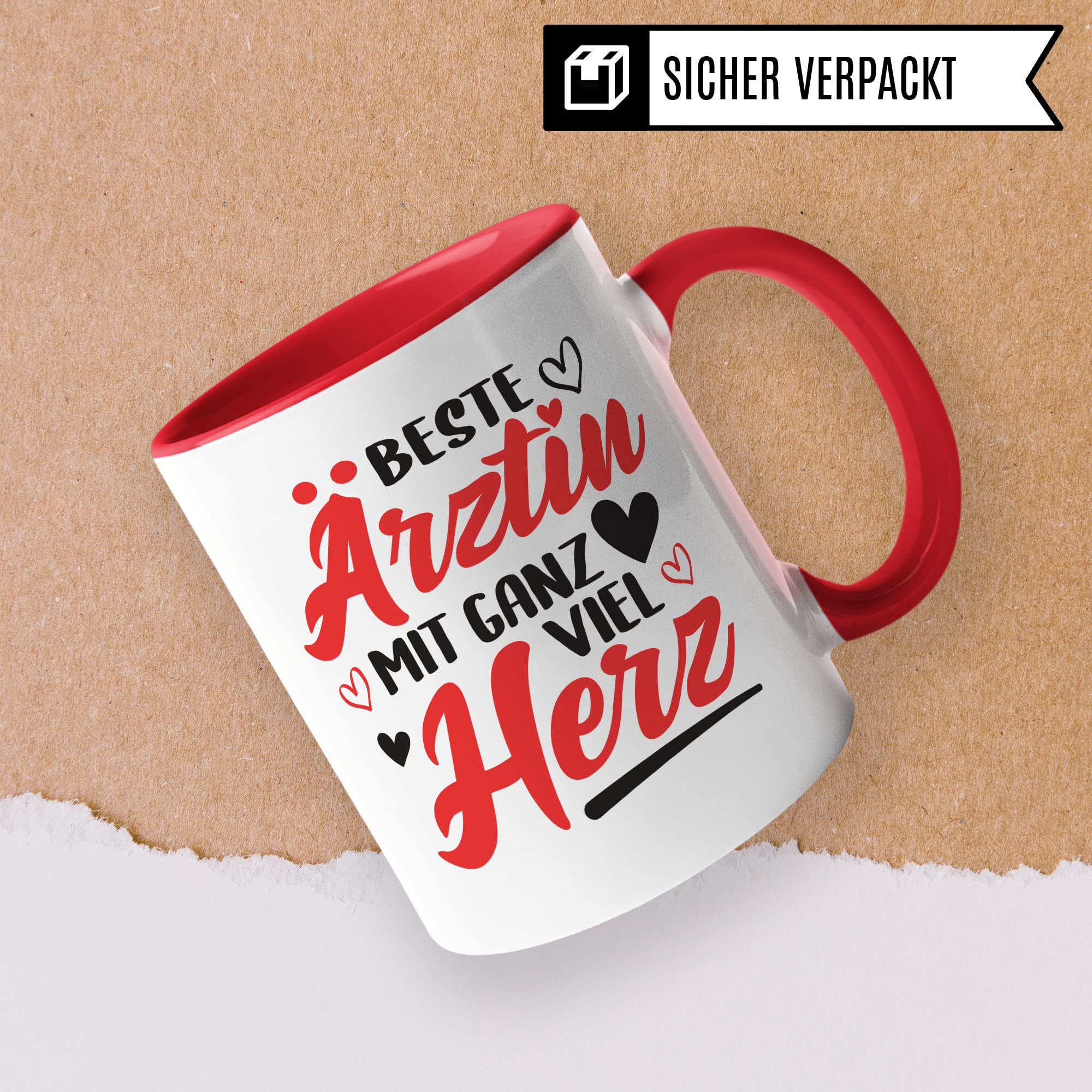 Ärztin Tasse, Beste Ärztin mit ganz viel Herz, Ärztin Geschenk Dankeschön Promotion Tasse schöner Spruch schönes Motiv Kaffeetasse Arzt Beruf, Geschenk für die besten Ärztin