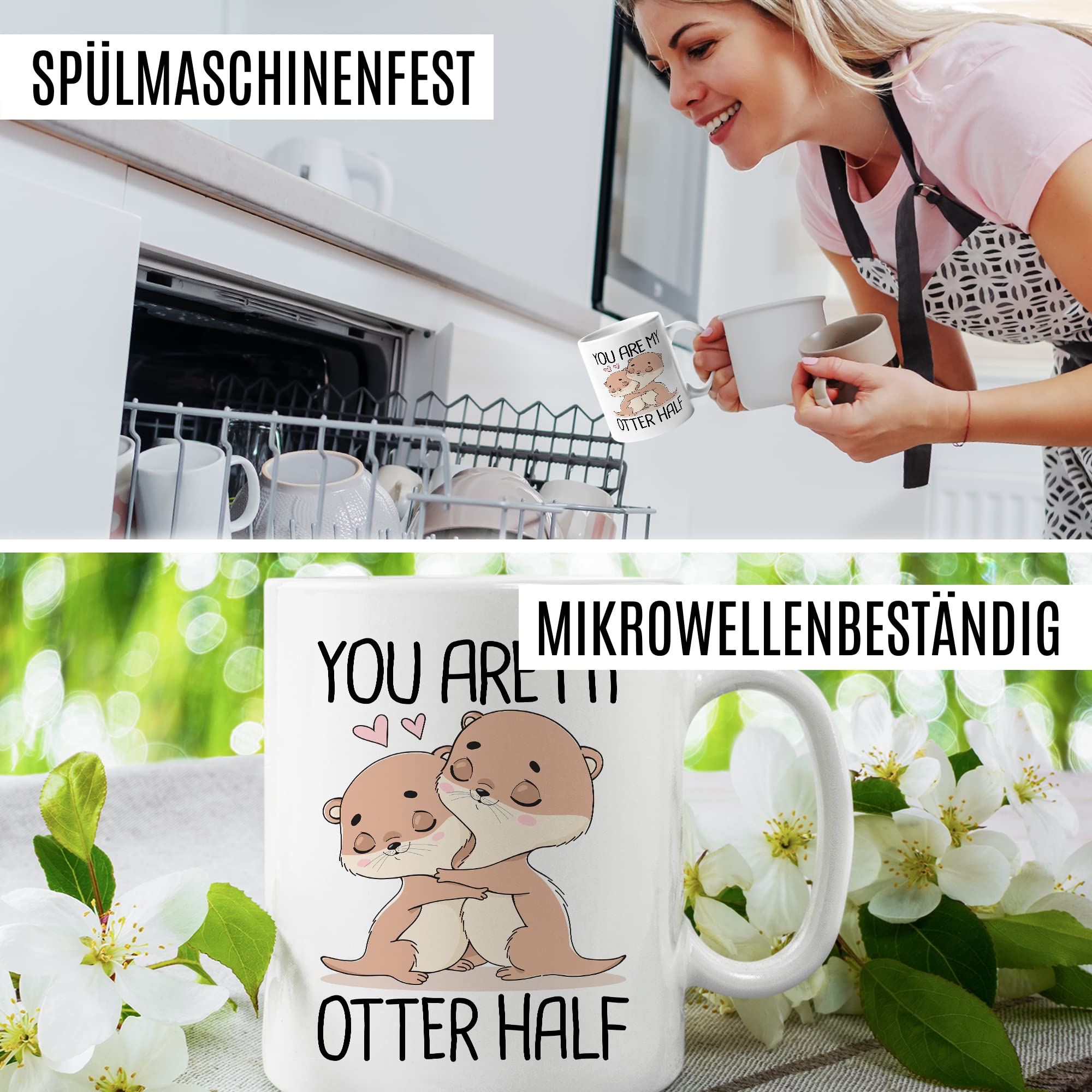 Otter Tasse Süße Liebe Kaffeetasse Für Partner Geschenk Freundin Geschenkidee Freund Kaffee-Becher Other Half Spruch Motiv Love Beziehung relationship Ehe lustig Humor Witz