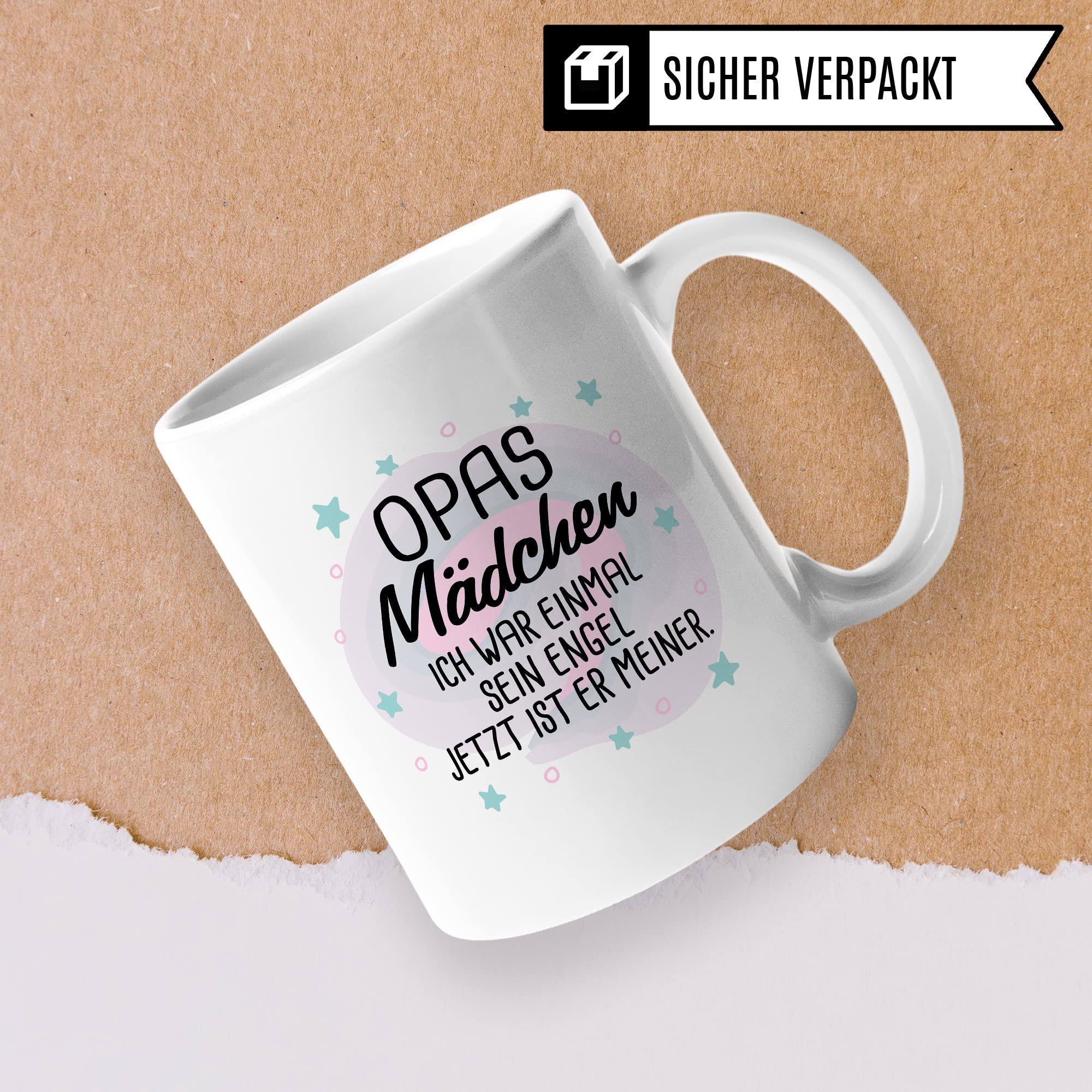 Tasse Opas Mädchen Geschenk, Opas Mädchen - Ich war einmal sein Engel - Jetzt ist er meiner Geschenkidee Enkelin Tod Großvater Trauer Kaffeetasse mit Spruch Kaffee-Becher