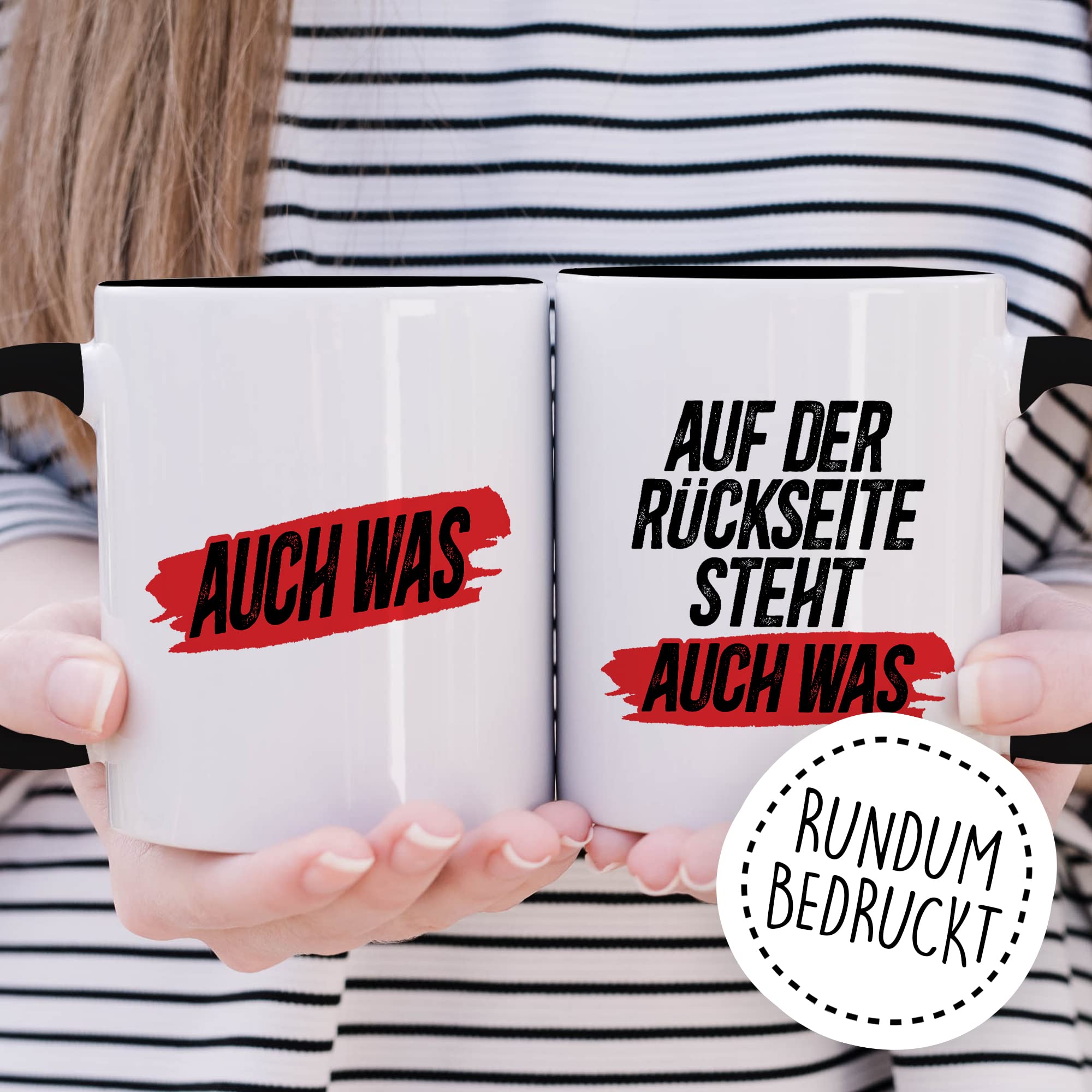 Tasse Spruch lustig, Auf der Rückseite steht auch was Tasse mit Spruch lustig Geschenk Geschnekidee Kaffee-Becher Kaffeetasse Humor Flachwitz Schenkelklopfer witzig